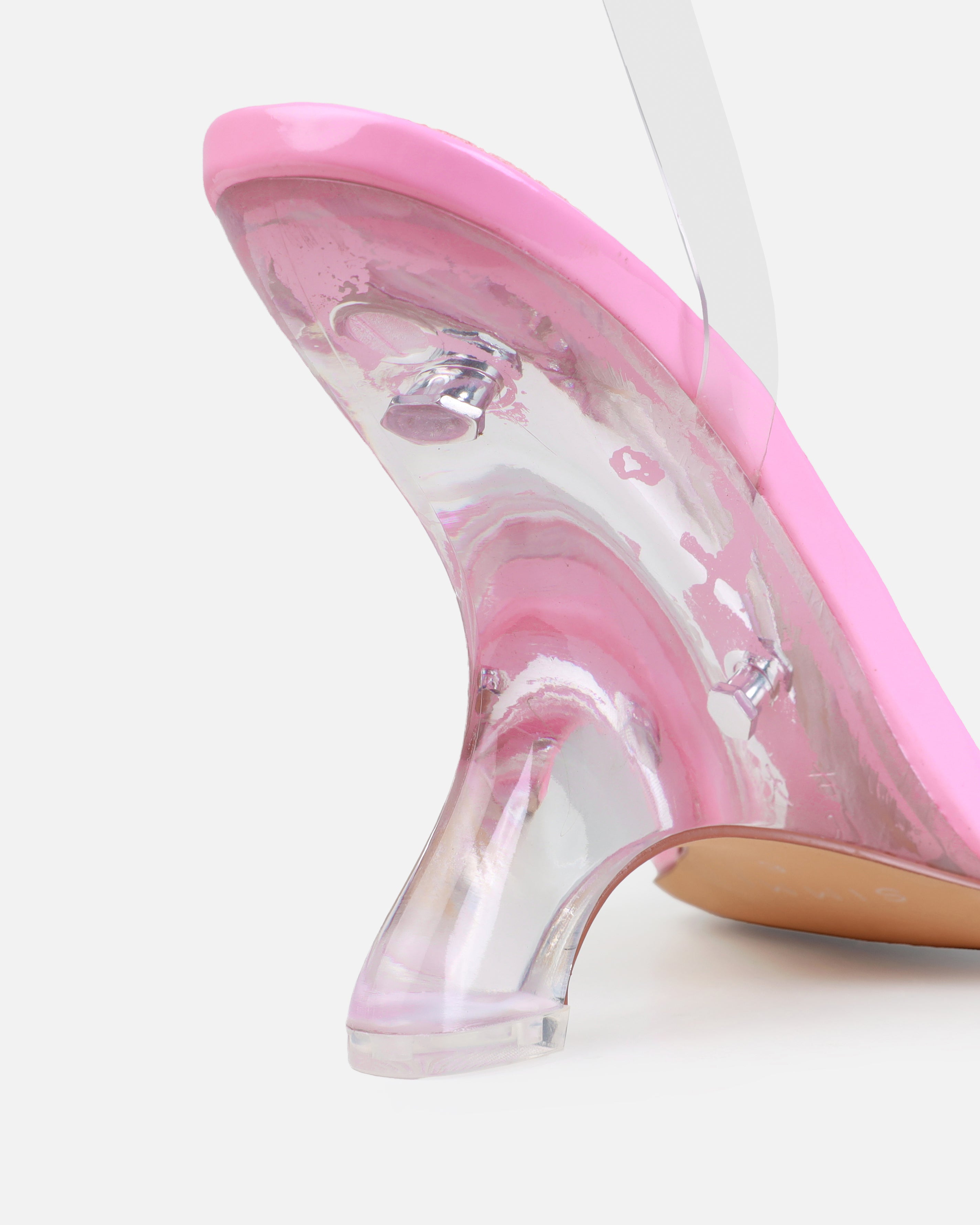 Tasha Ghouri Noana Pink Patent Clear Wedges | SIMMI London