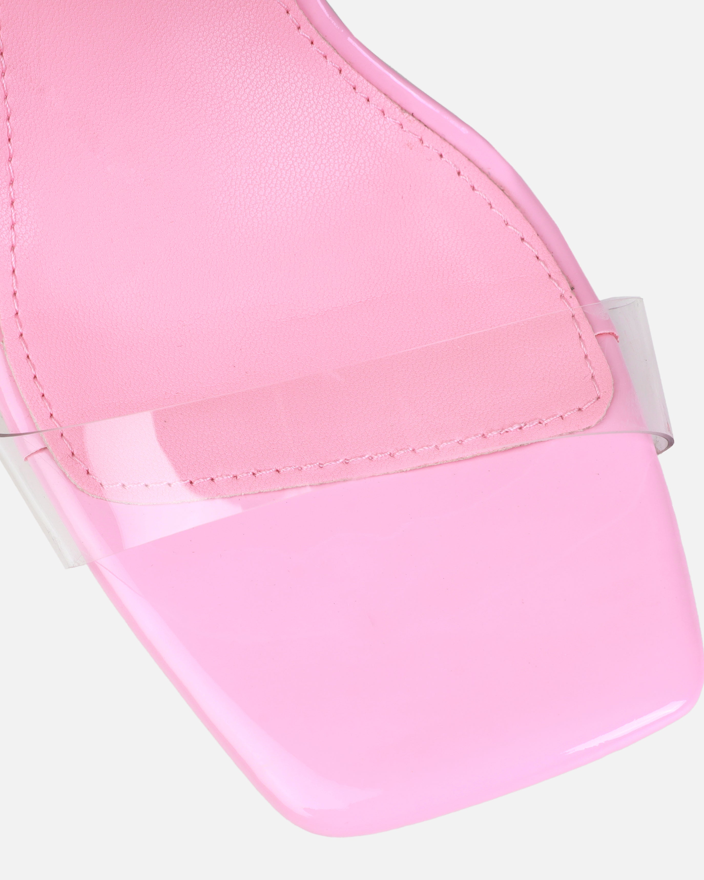 Tasha Ghouri Noana Pink Patent Clear Wedges | SIMMI London