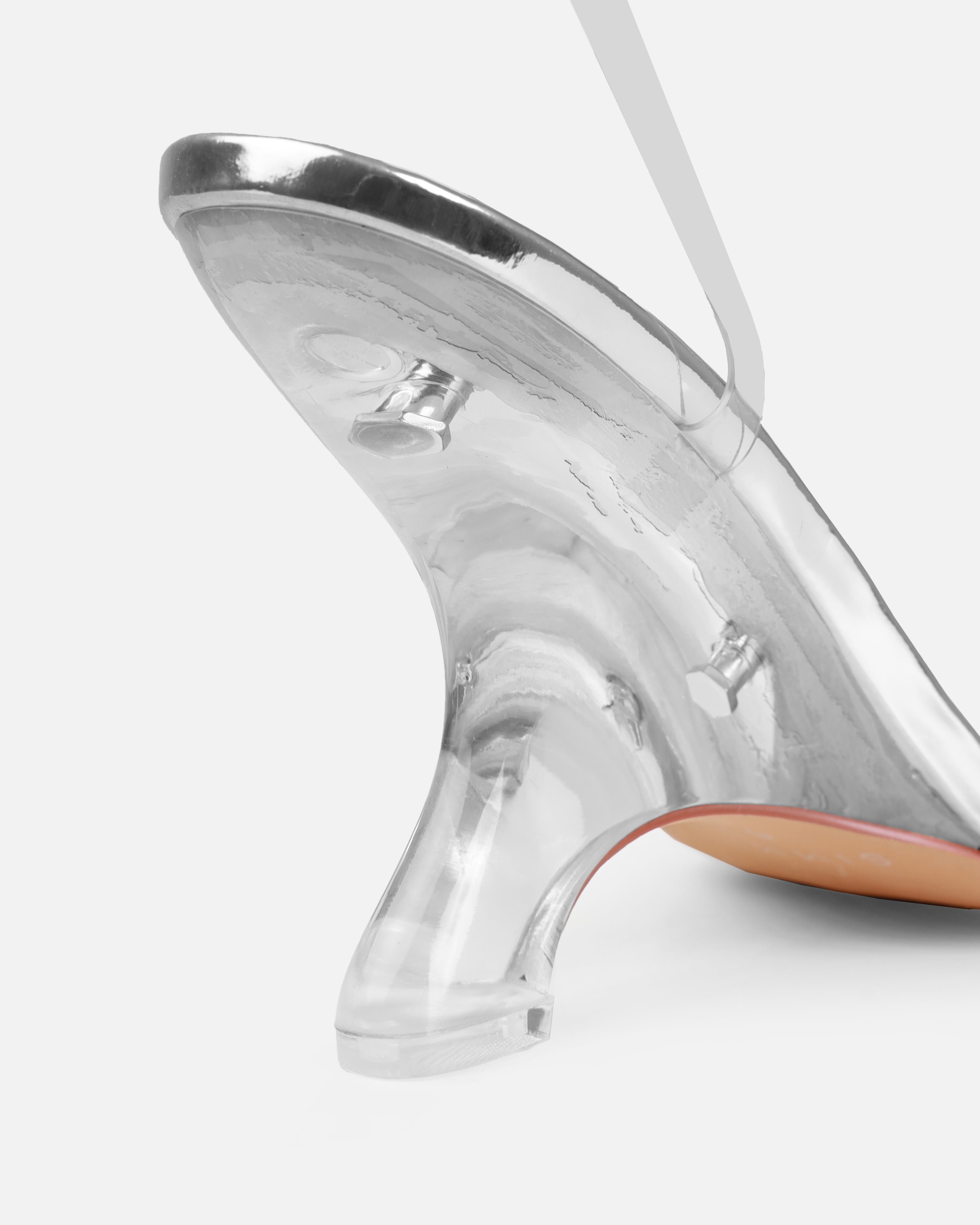 Tasha Ghouri Noana Silver Patent Clear Wedges | SIMMI London