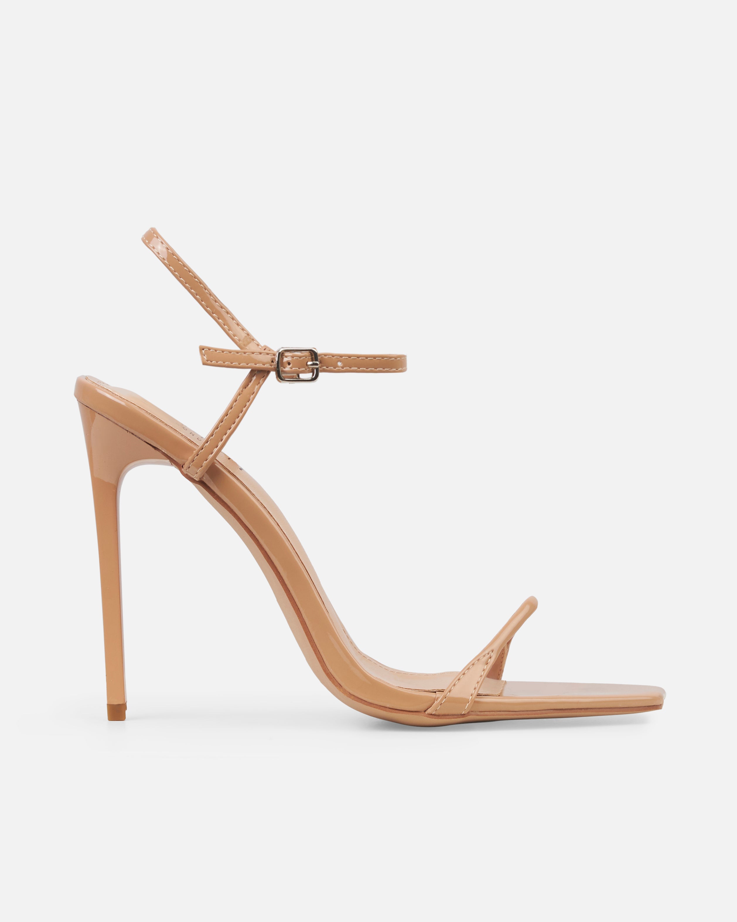 Nolan Nude Strappy Square Toe Stiletto Heels | SIMMI London