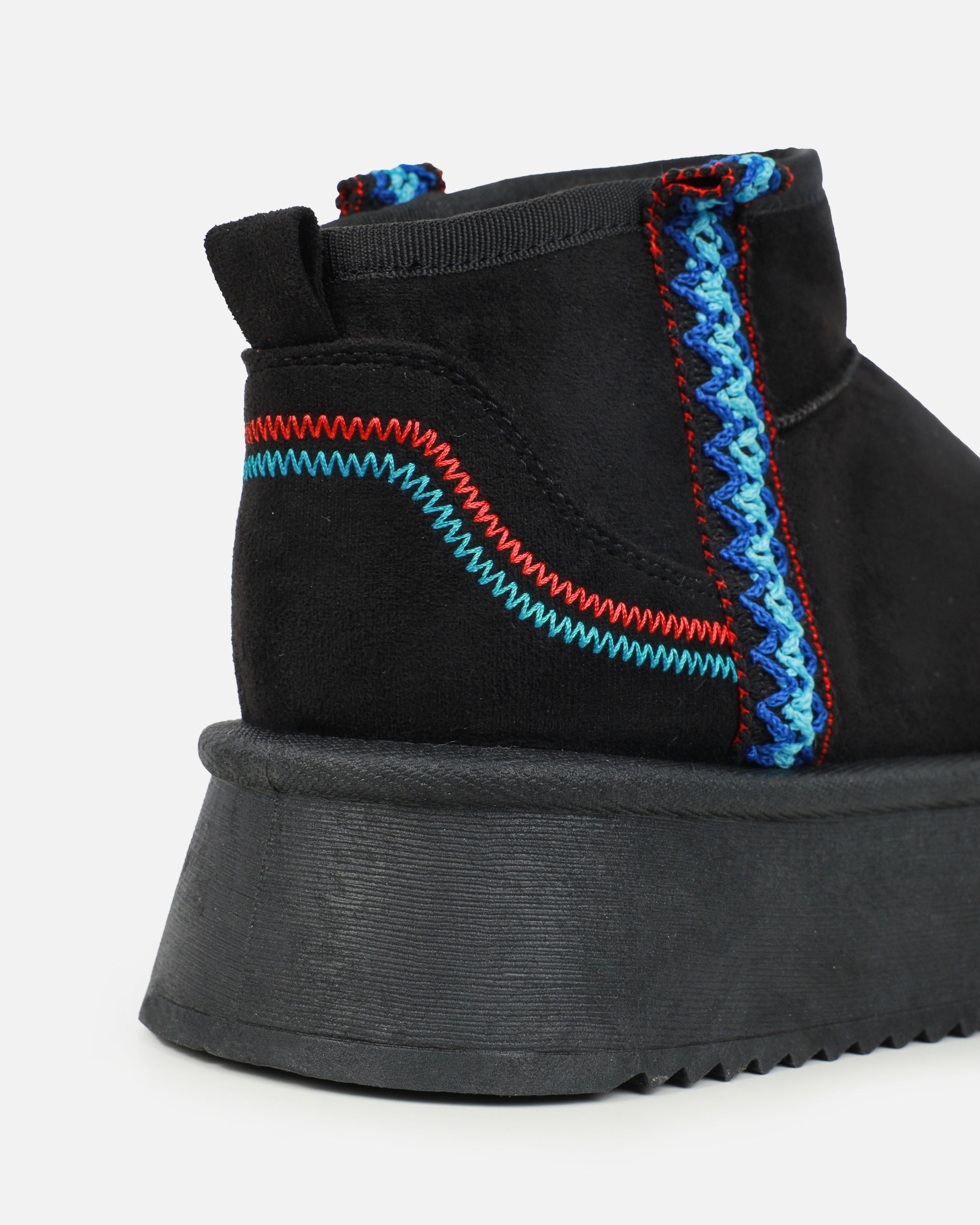 Louie Black Faux Suede Flatform Boots | SIMMI London