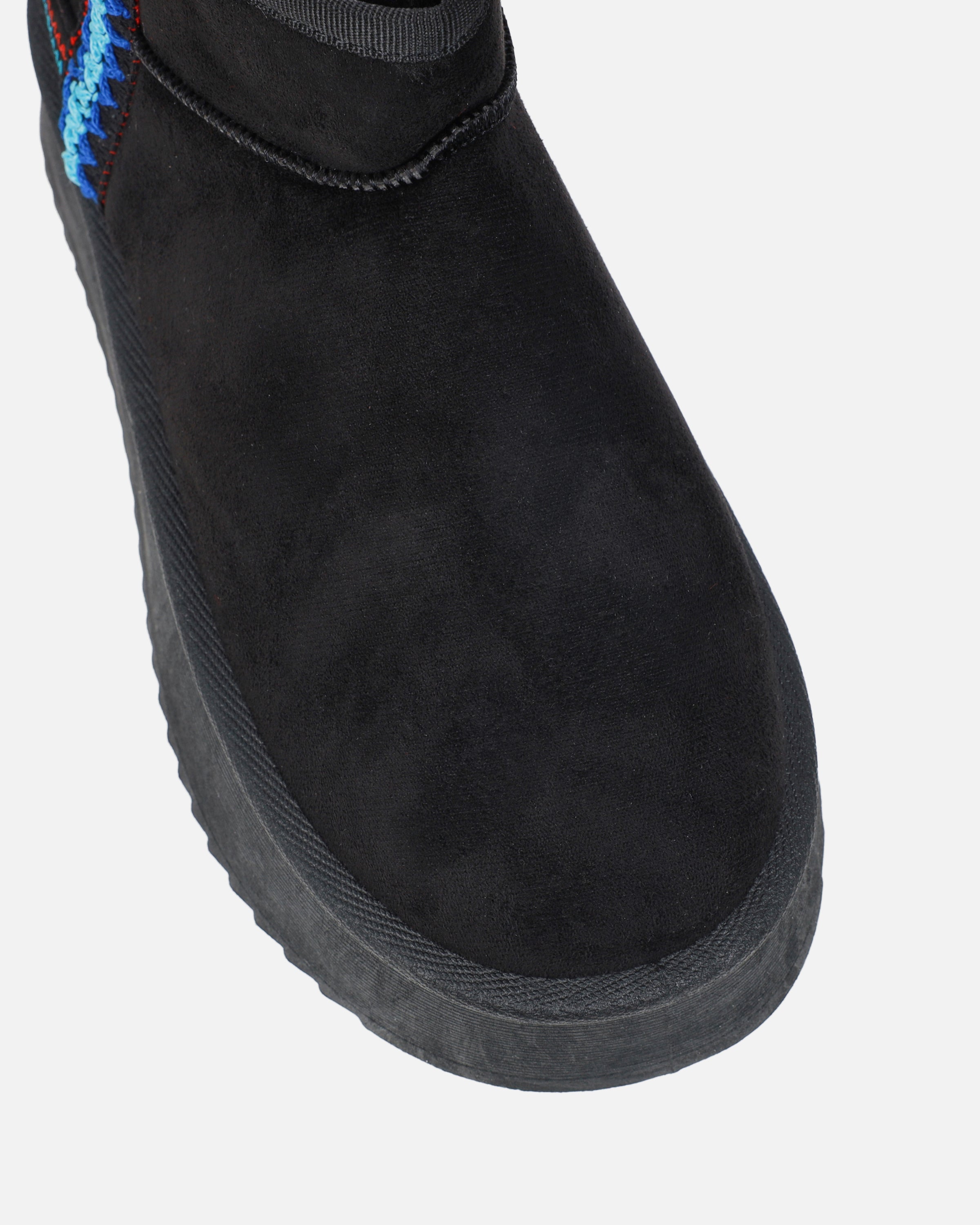 Louie Black Faux Suede Flatform Boots | SIMMI London