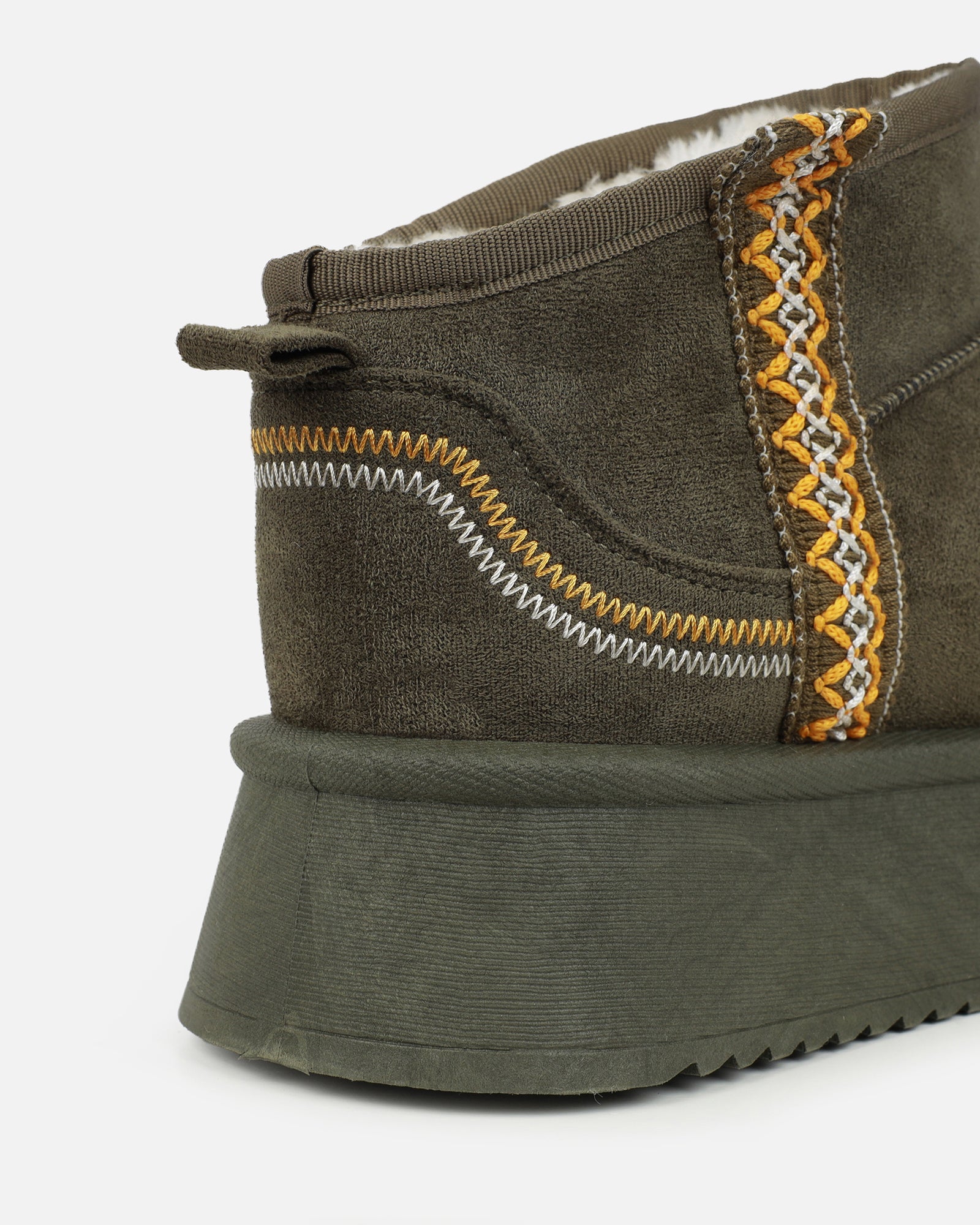 Louie Khaki Faux Suede Flatform Boots | SIMMI London