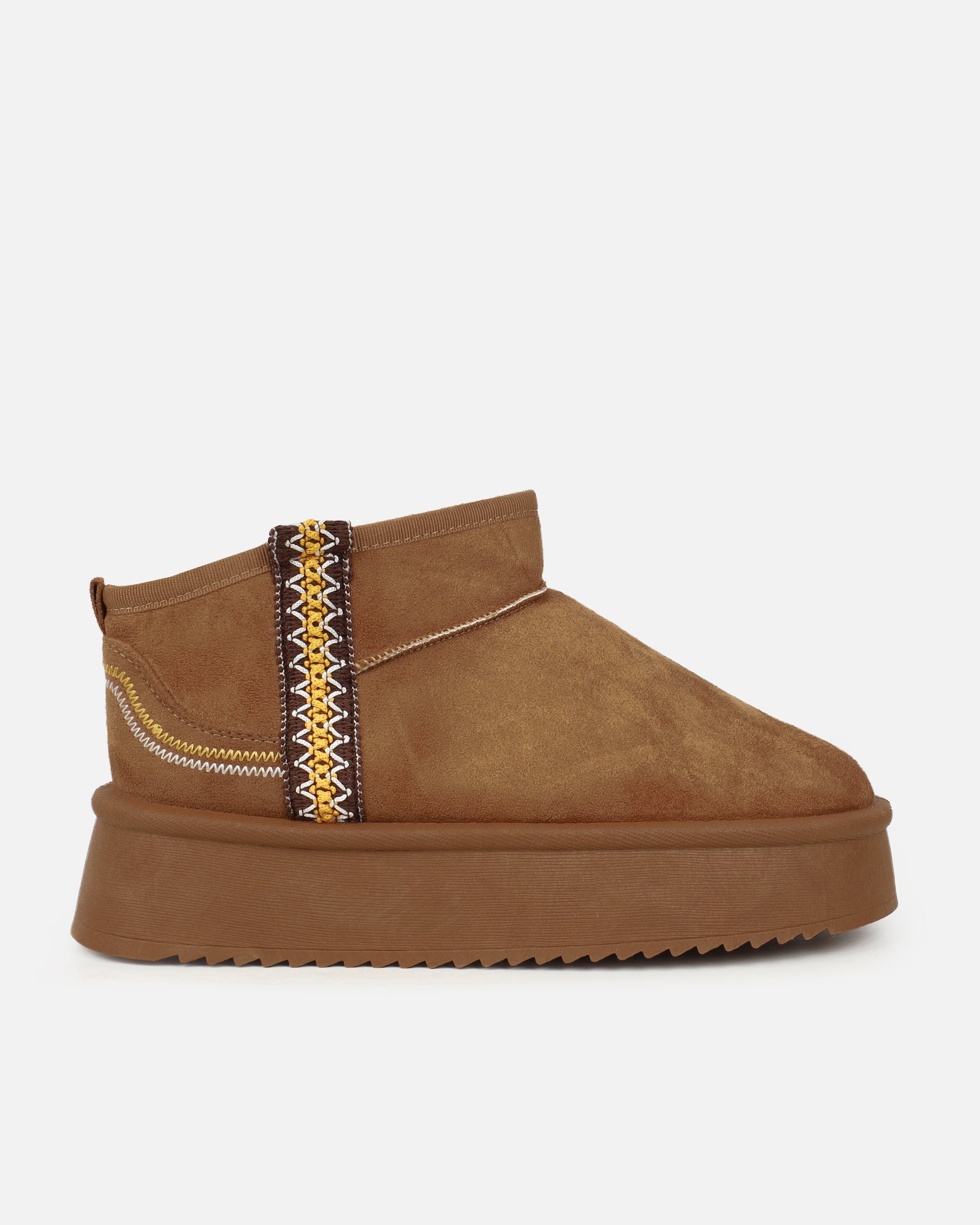 Louie Tan Faux Suede Flatform Boots | SIMMI London