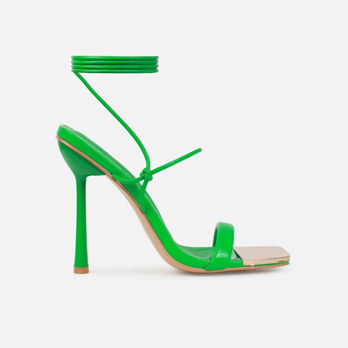 Nuris Green Patent Lace Up Heels| SIMMI London