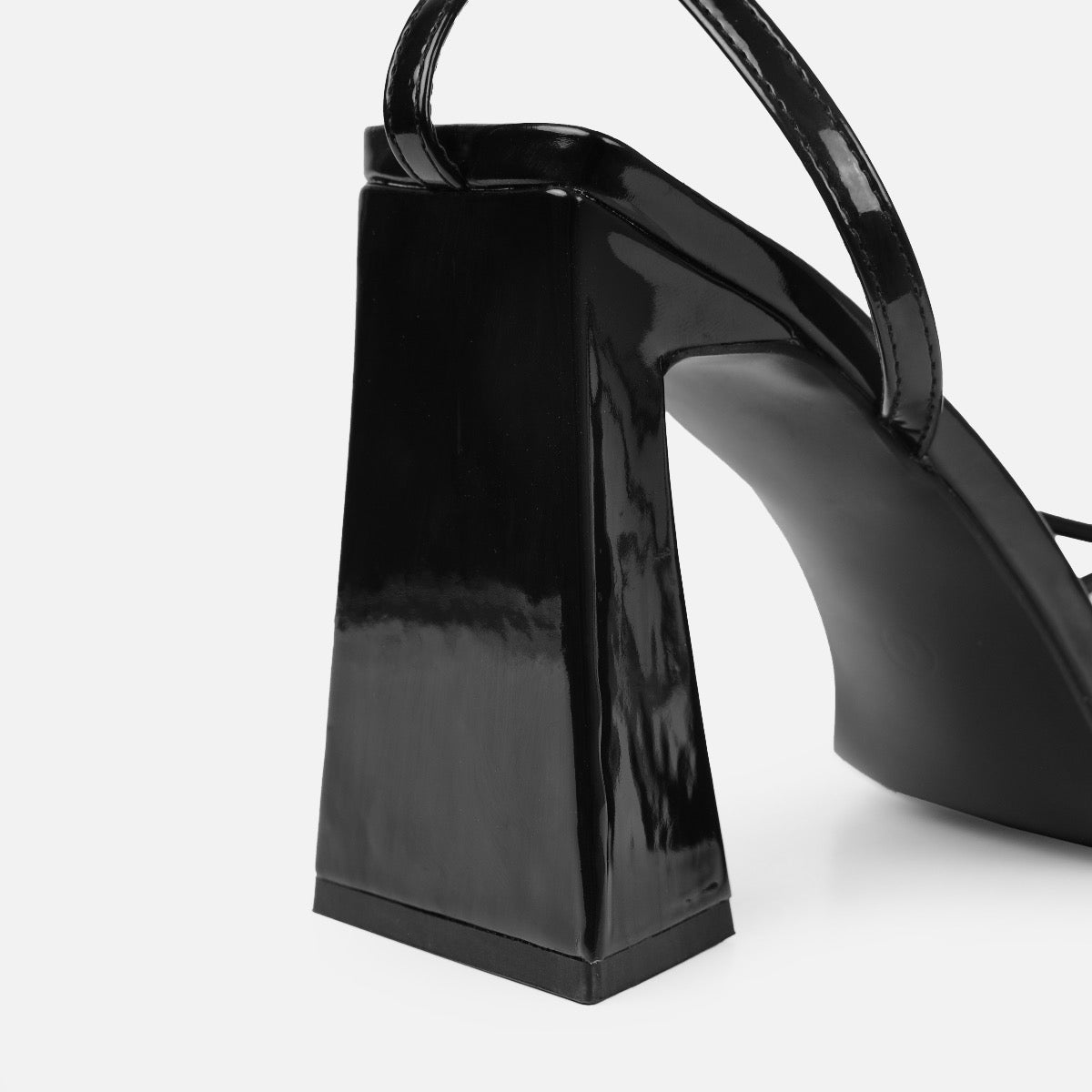 Nydia Black Patent Lace Up Block Heels | SIMMI London