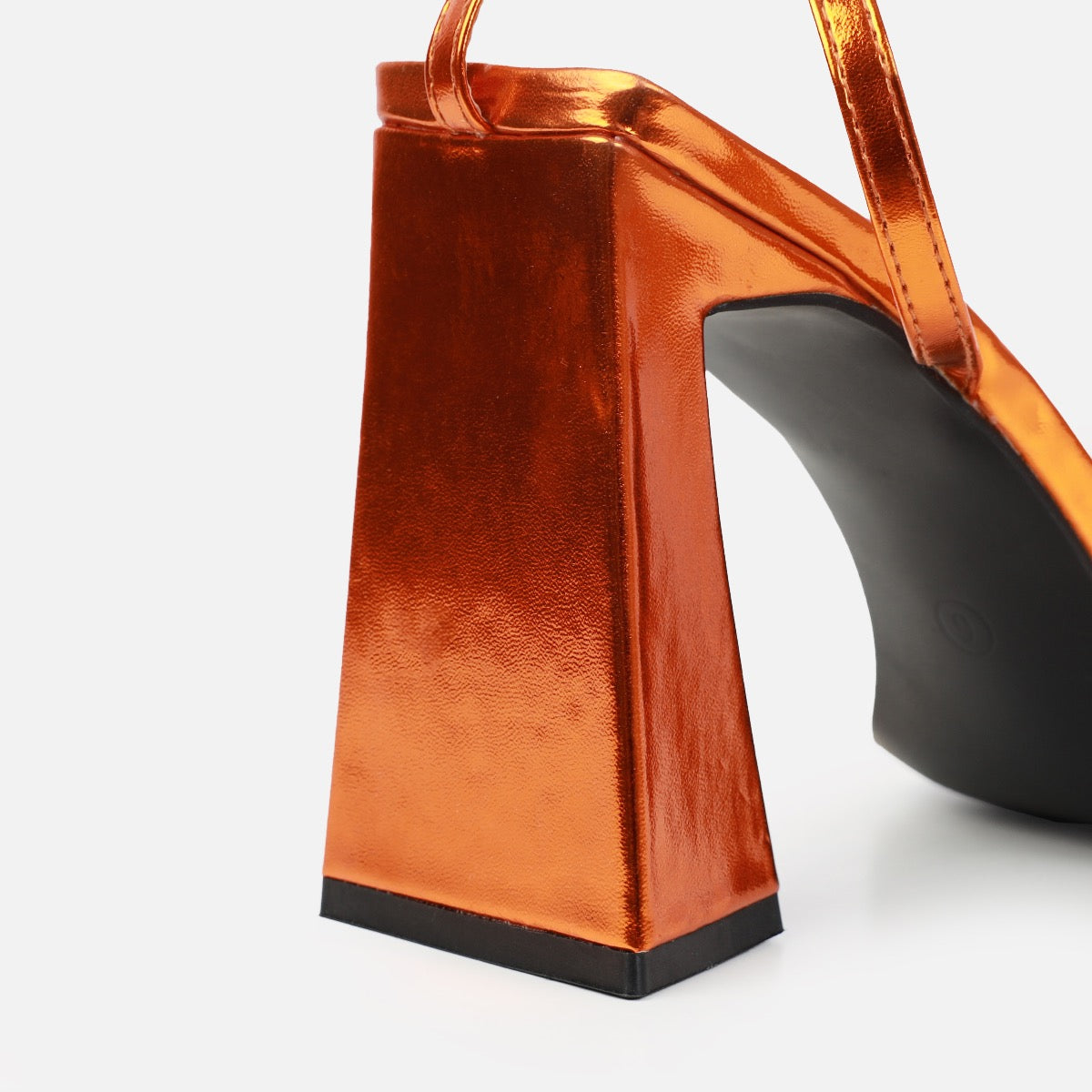 Nydia Orange Metallic Lace Up Block Heels | SIMMI London