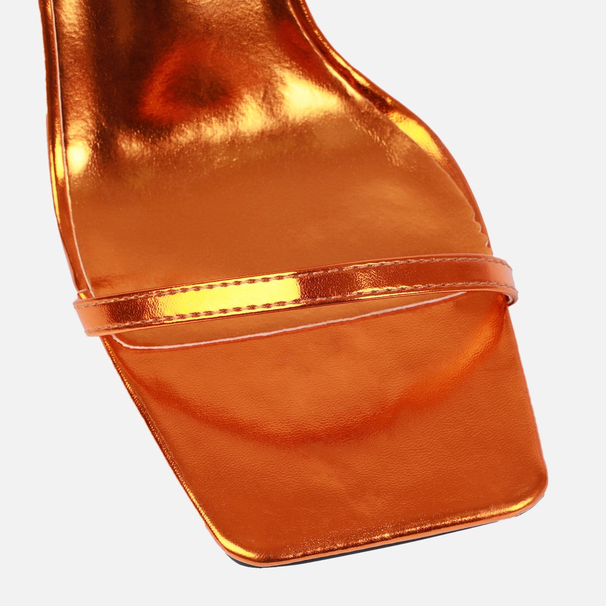 Nydia Orange Metallic Lace Up Block Heels | SIMMI London