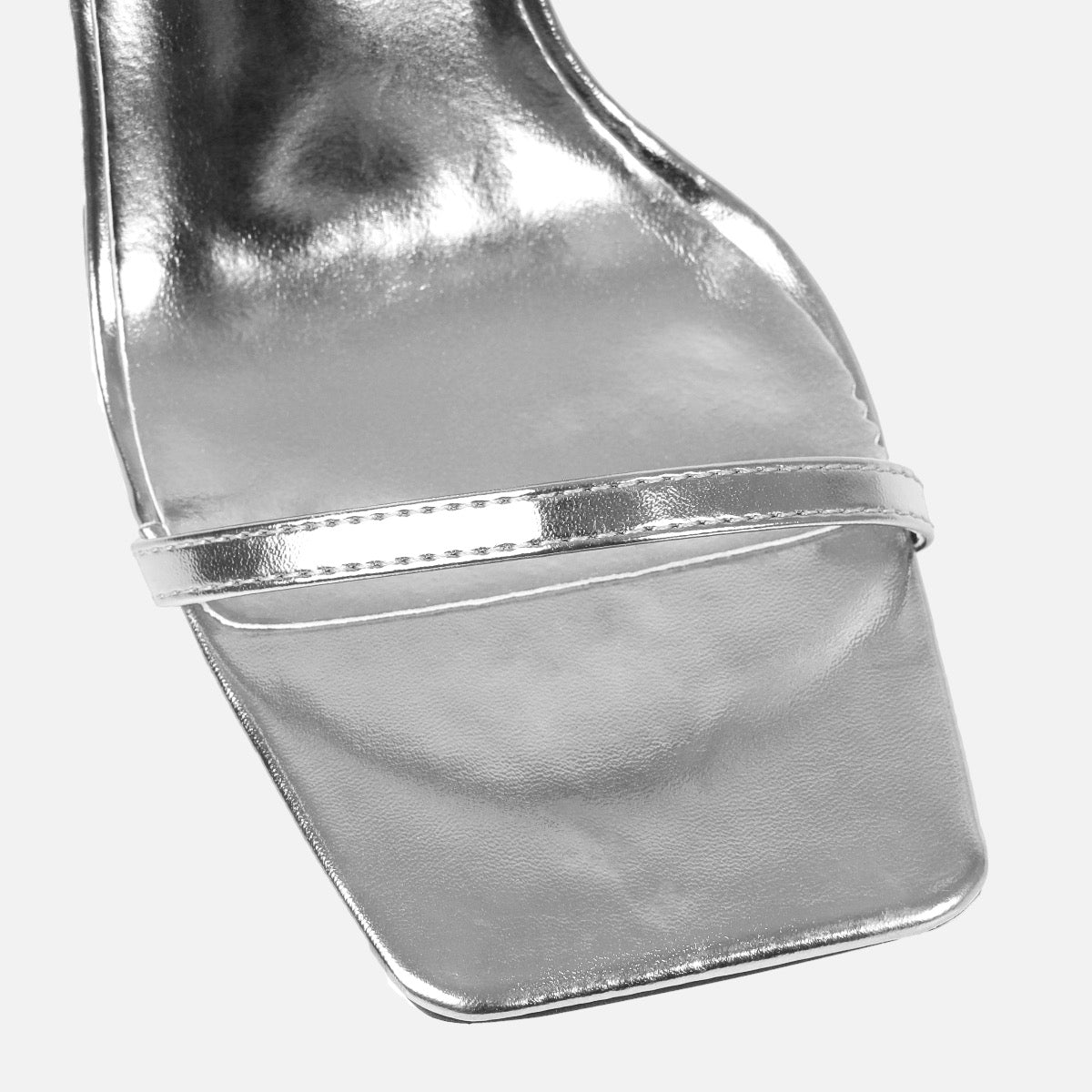 Nydia Silver Mirror Lace Up Block Heels | SIMMI London