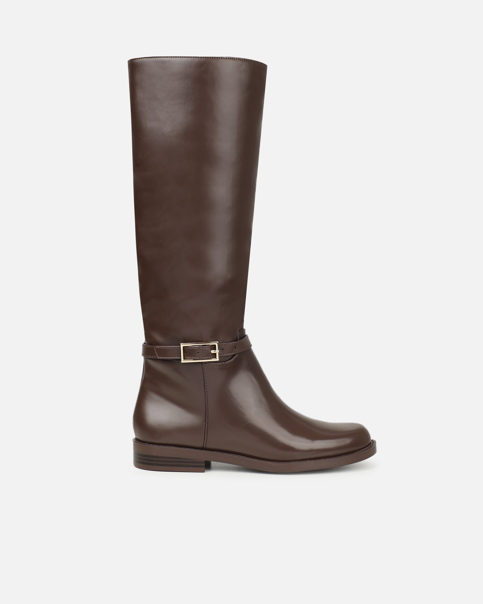 Oakleigh Chocolate Brown Box Smart Knee Boots | SIMMI London