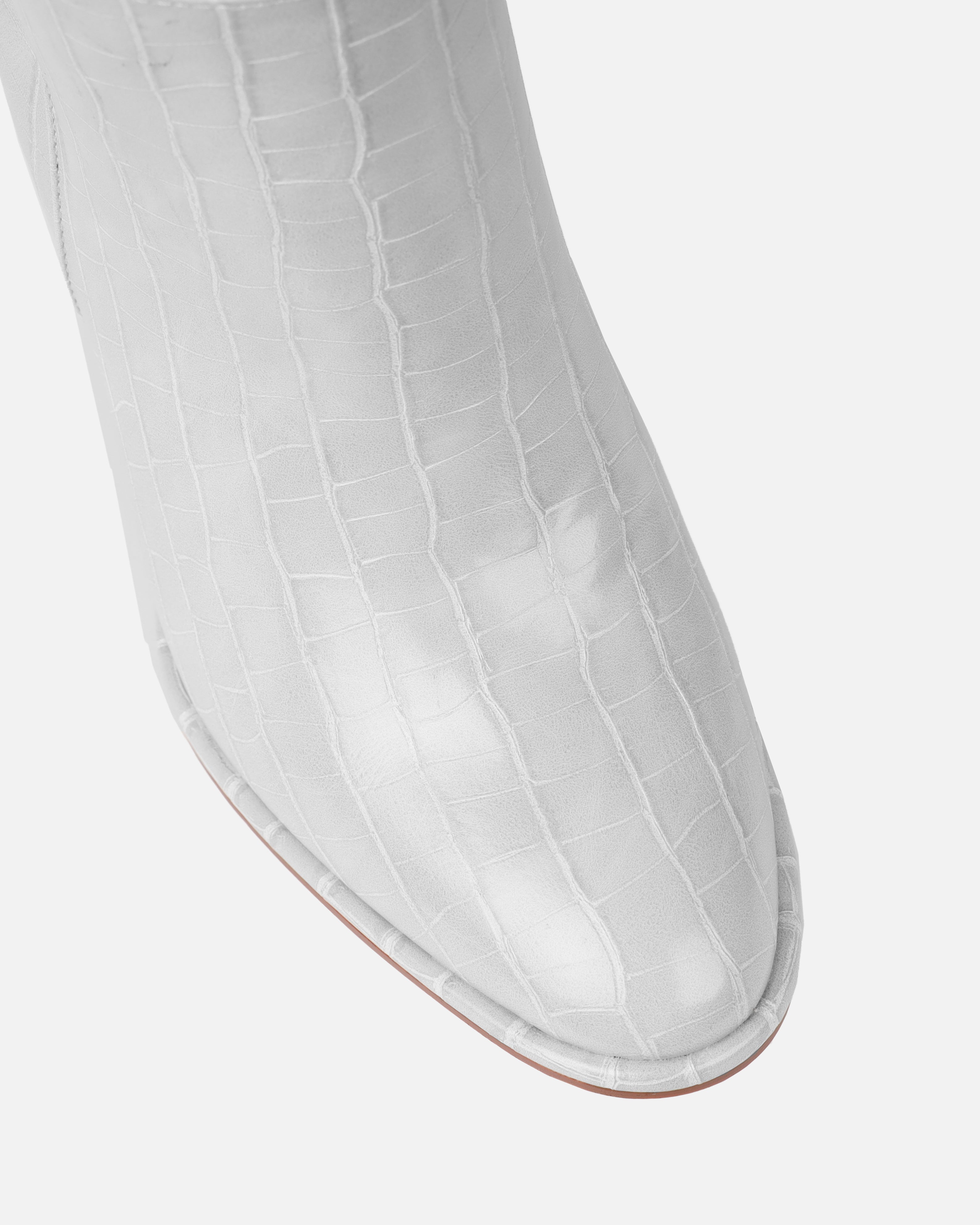 Oakley Grey Faux Croc Block Heel Knee High Boots | SIMMI London