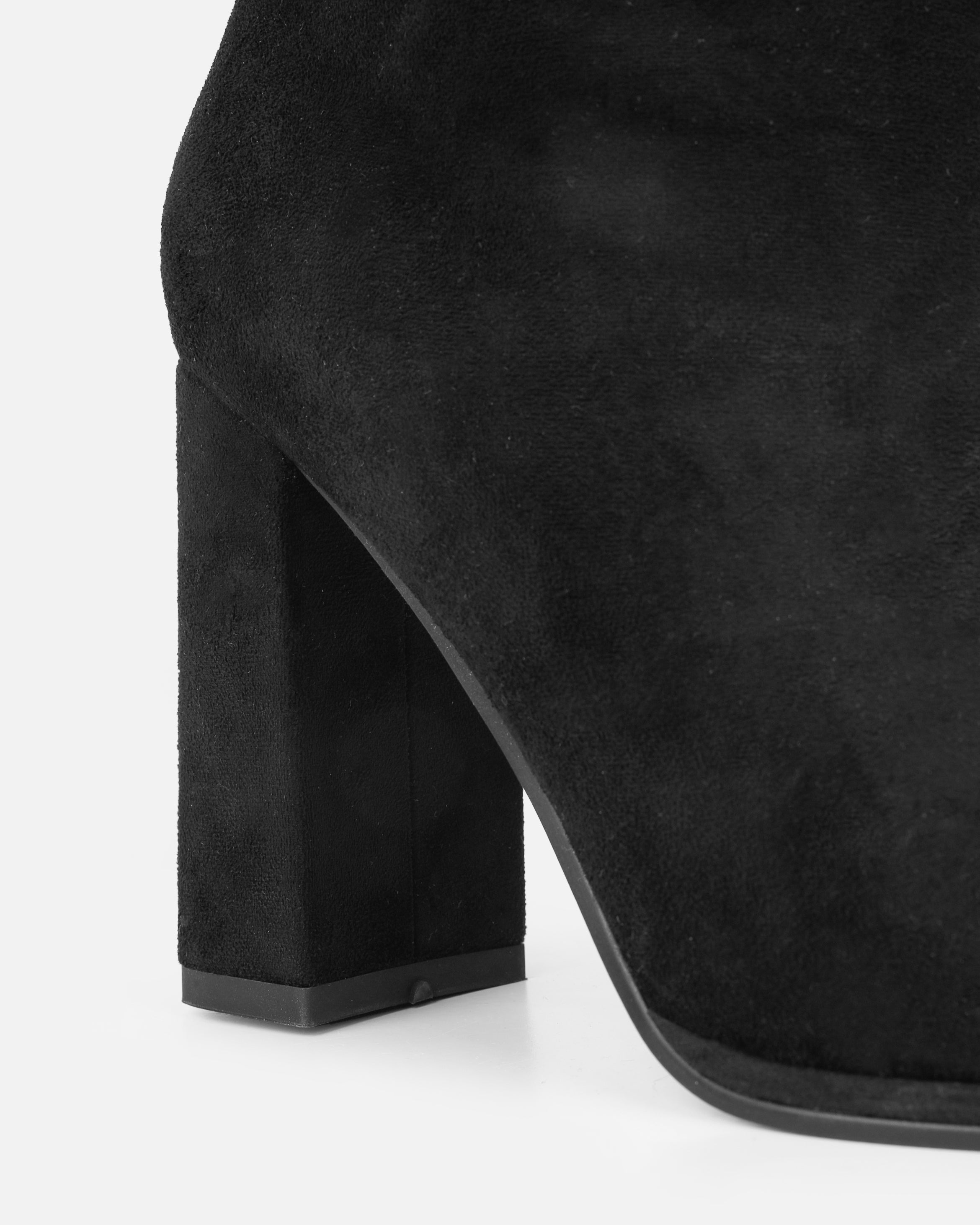 Sylvestor Black Faux Suede Block Heel Slouch Knee High Boots | SIMMI London