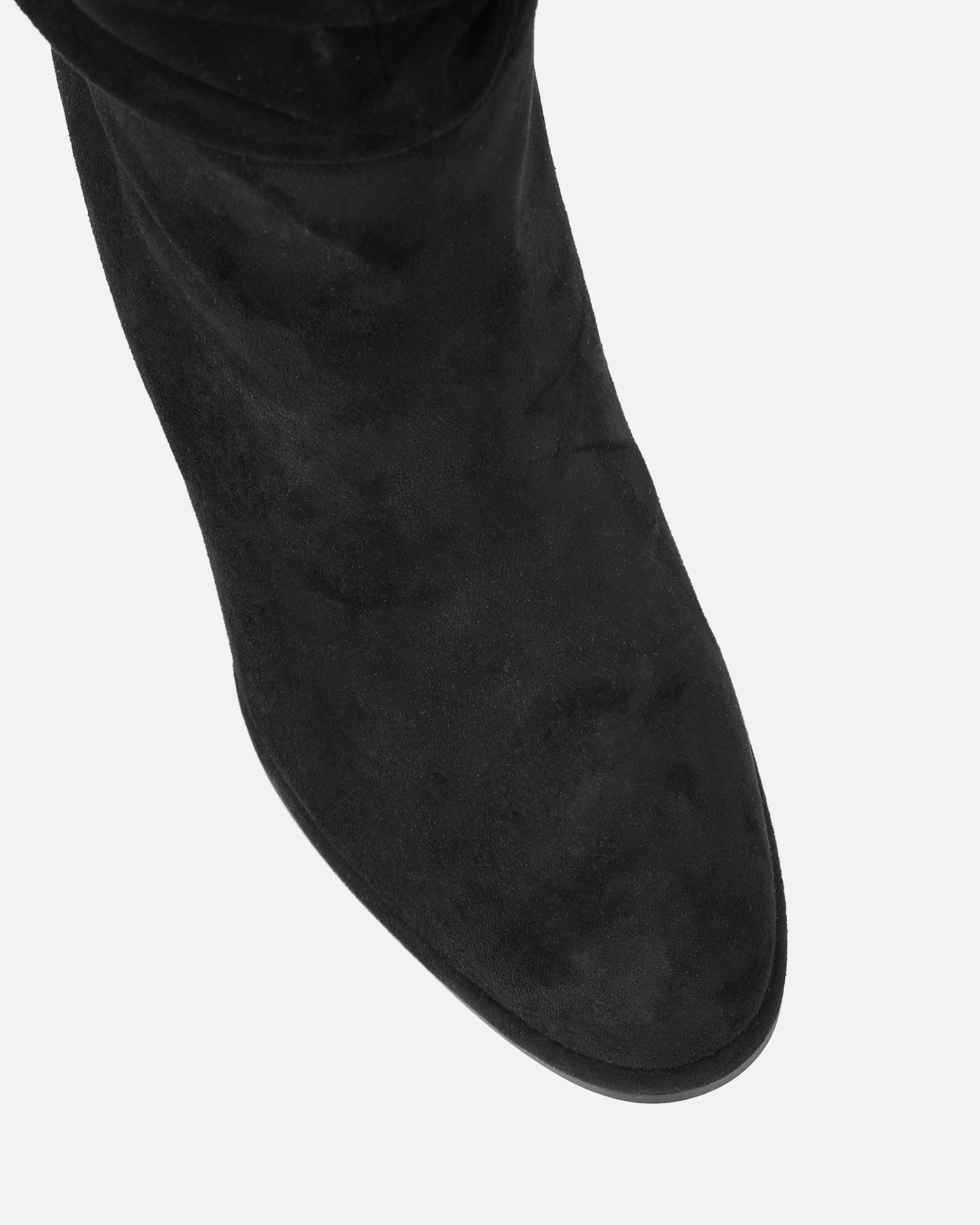 Sylvestor Black Faux Suede Block Heel Slouch Knee High Boots | SIMMI London