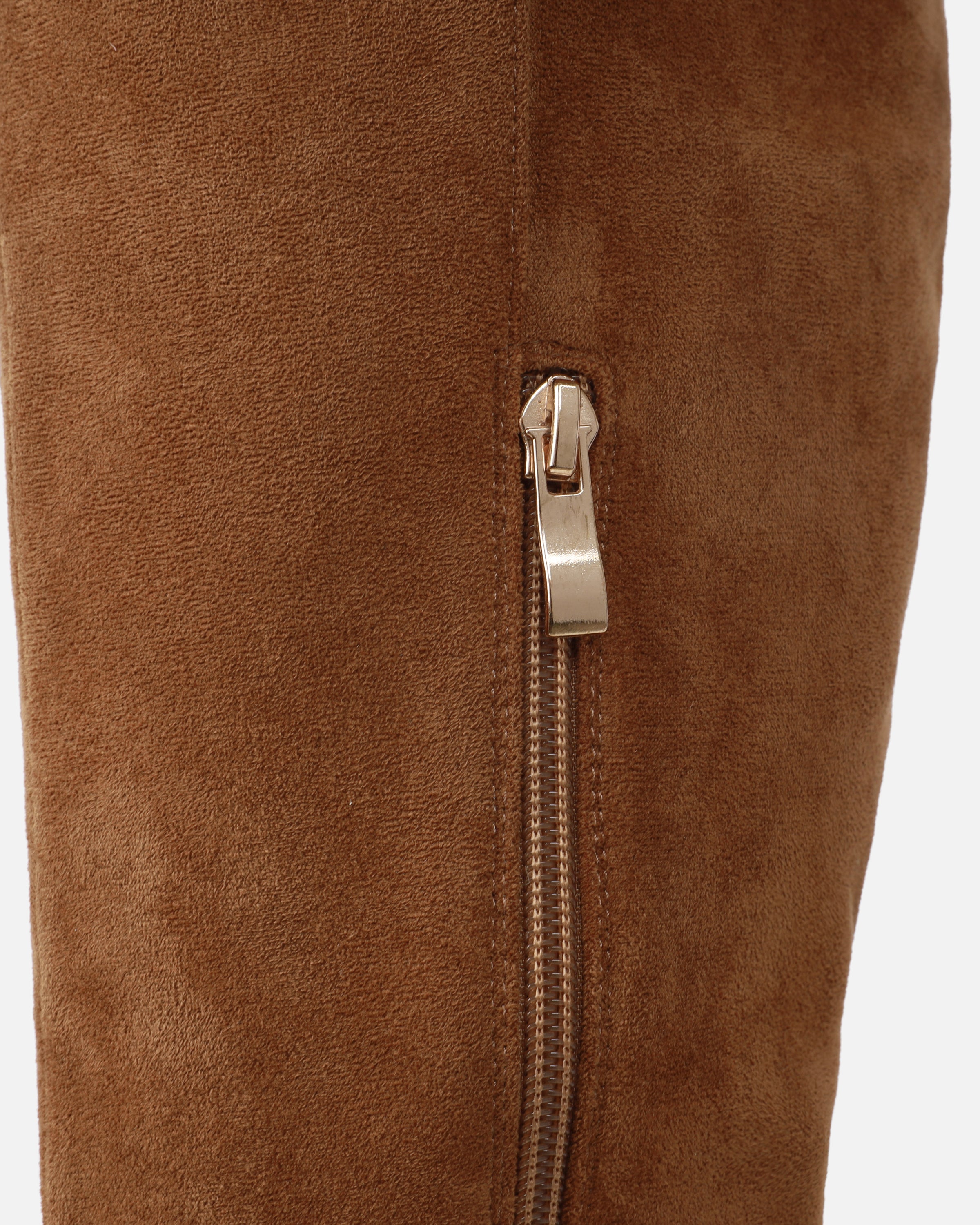 Obama Tan Faux Suede Fold Over Shearling Knee Boots | SIMMI London