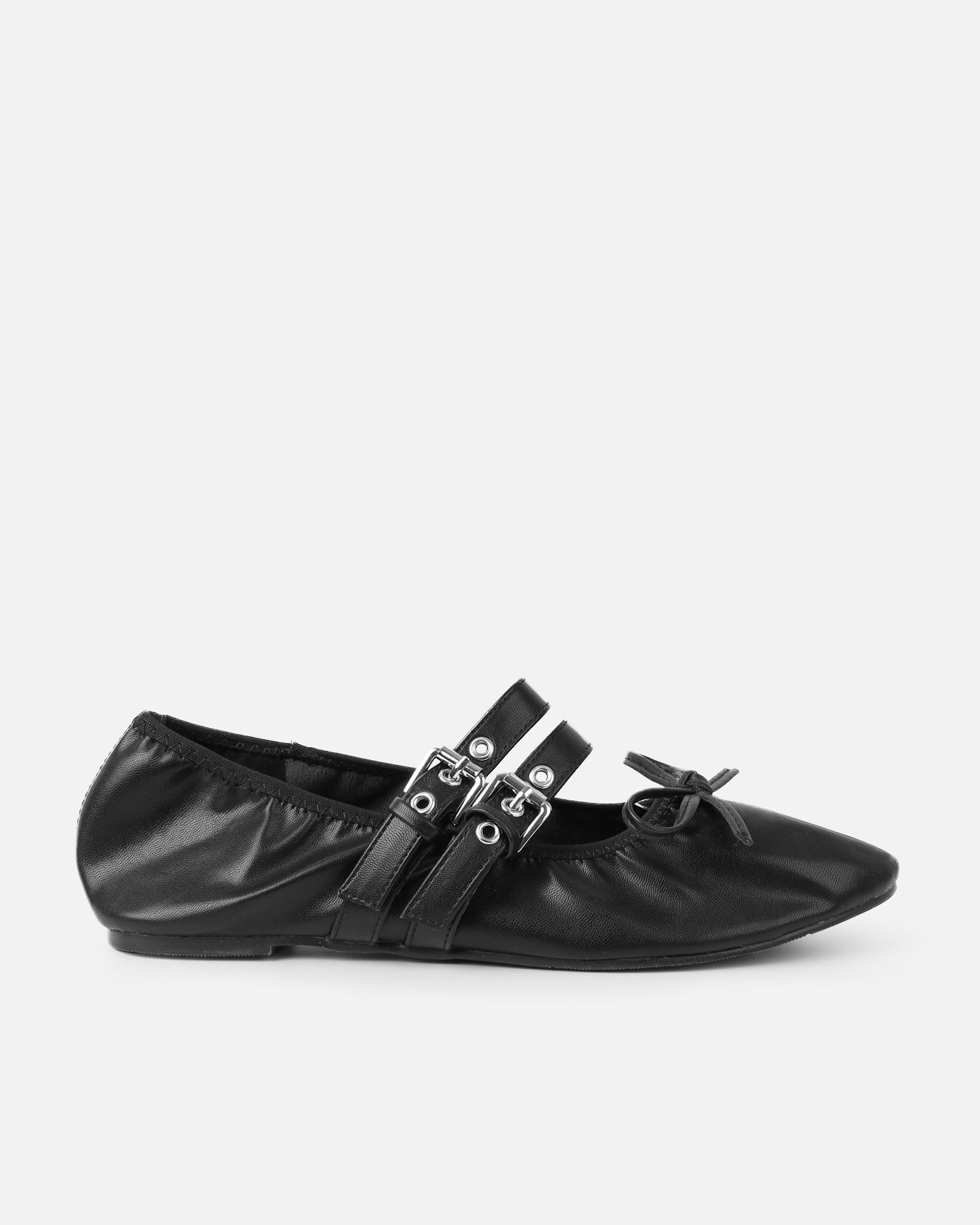 Octavio Black Scrunch Ballet Flats | SIMMI London