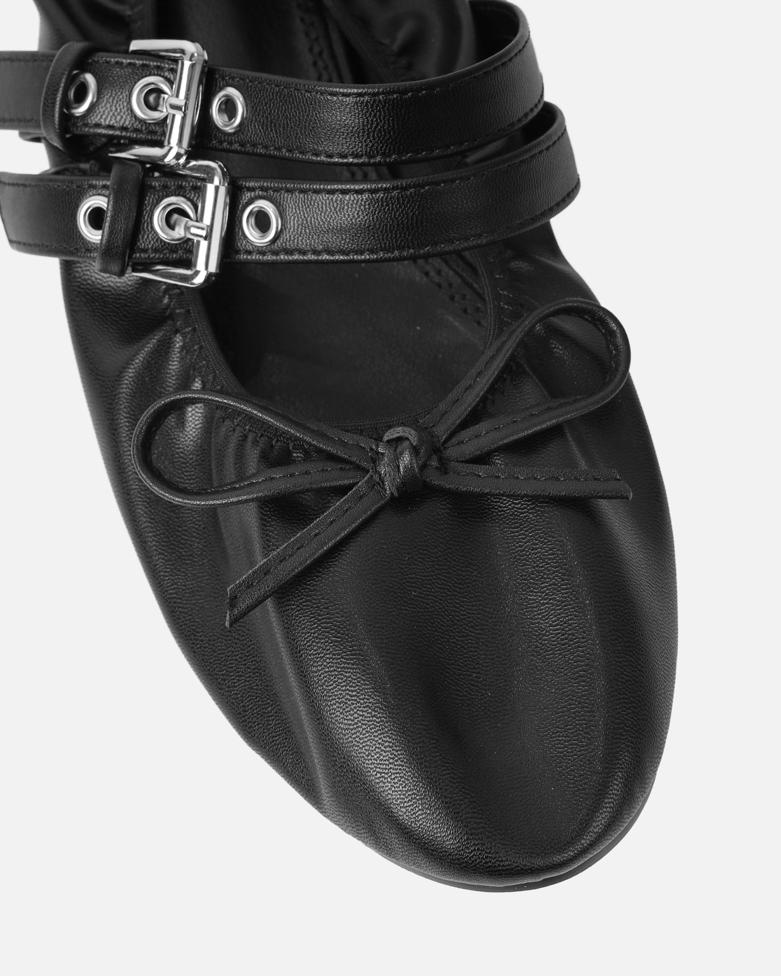 Octavio Black Scrunch Ballet Flats | SIMMI London