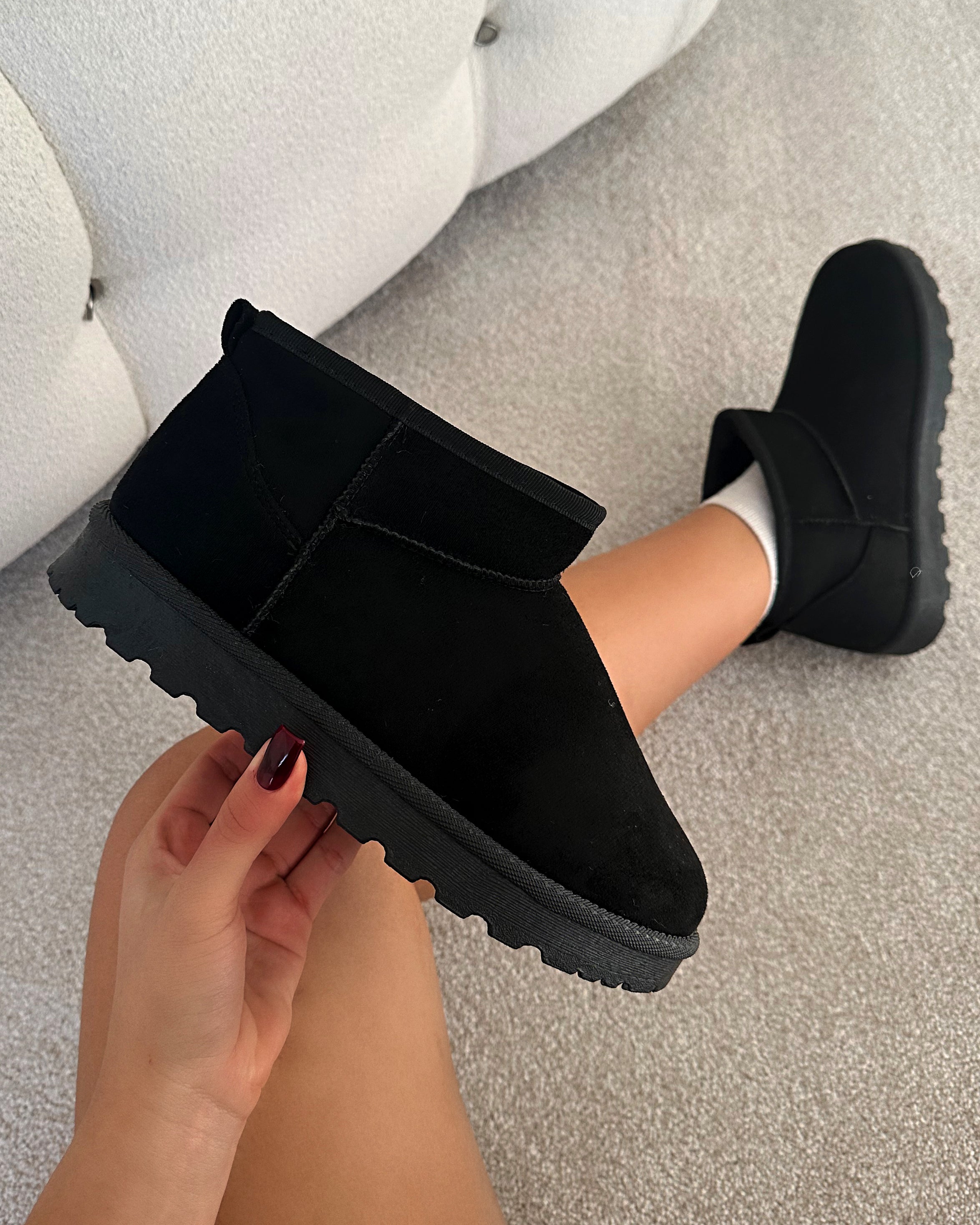 Oliver Black Faux Suede Mini Boots | SIMMI London