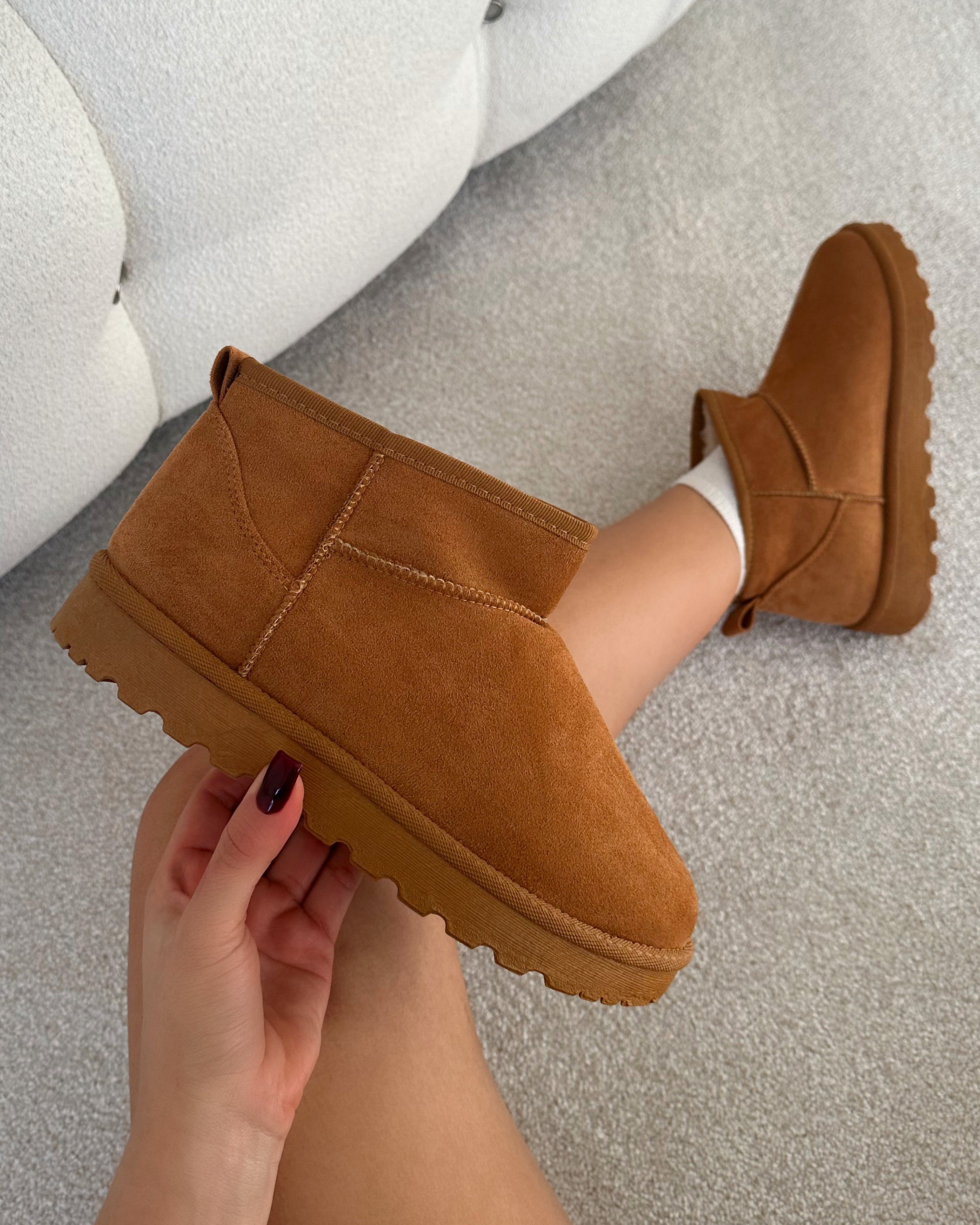 Oliver Tan Faux Suede Mini Boots | SIMMI London