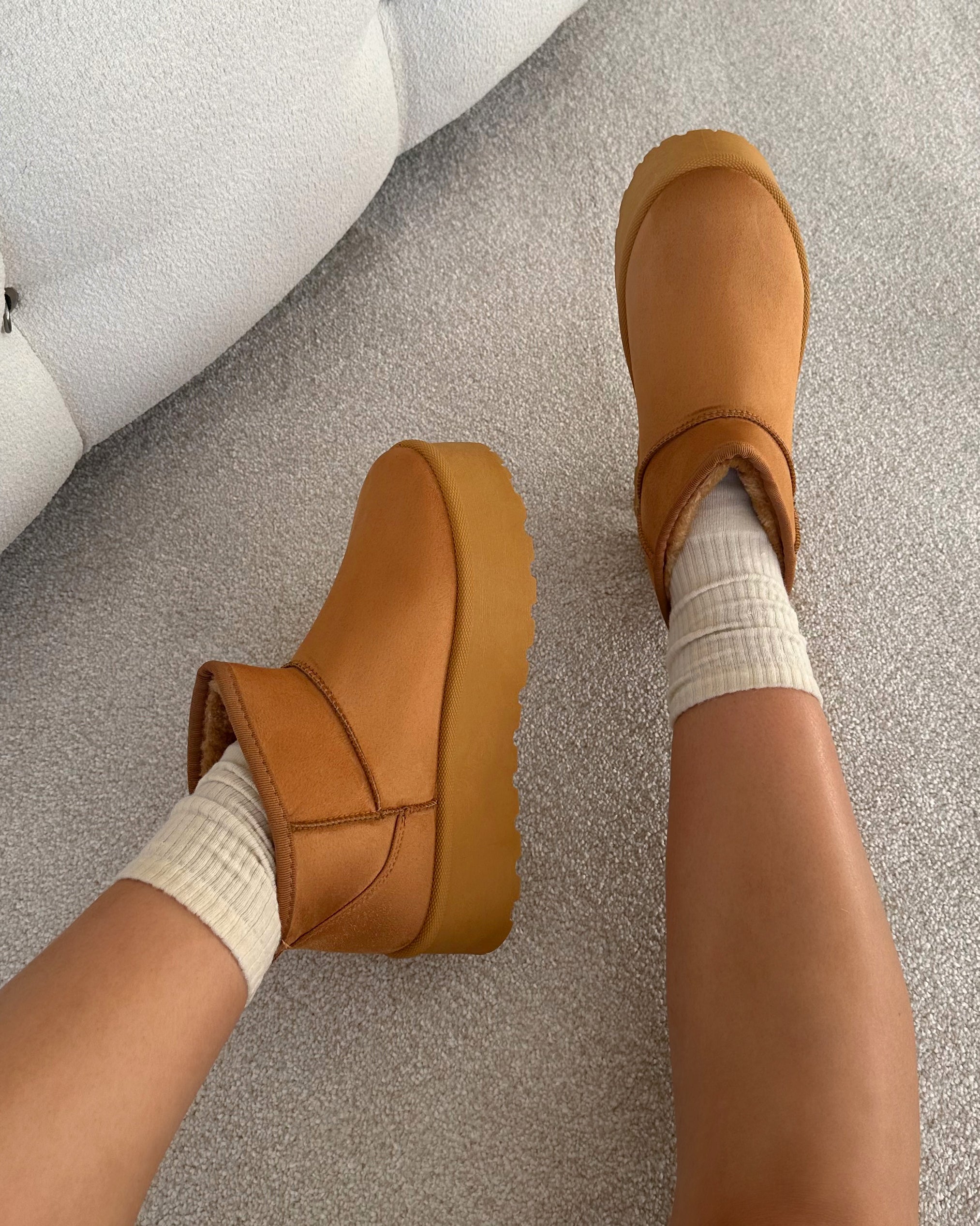 Olly Tan Faux Suede Platform Boots | SIMMI London