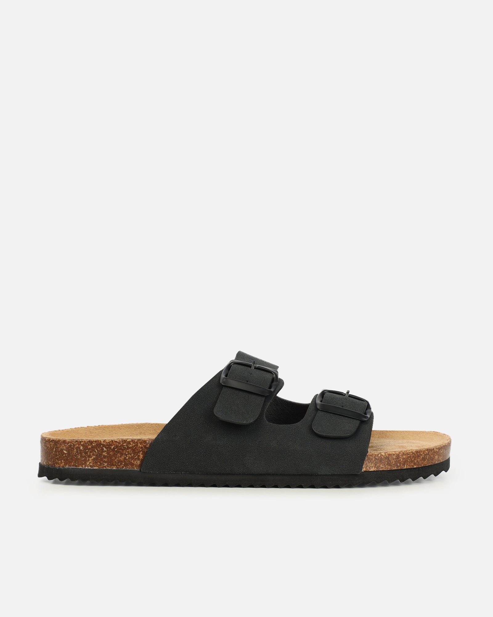 Olsen Black Double Strap Flat Sandals | SIMMI London