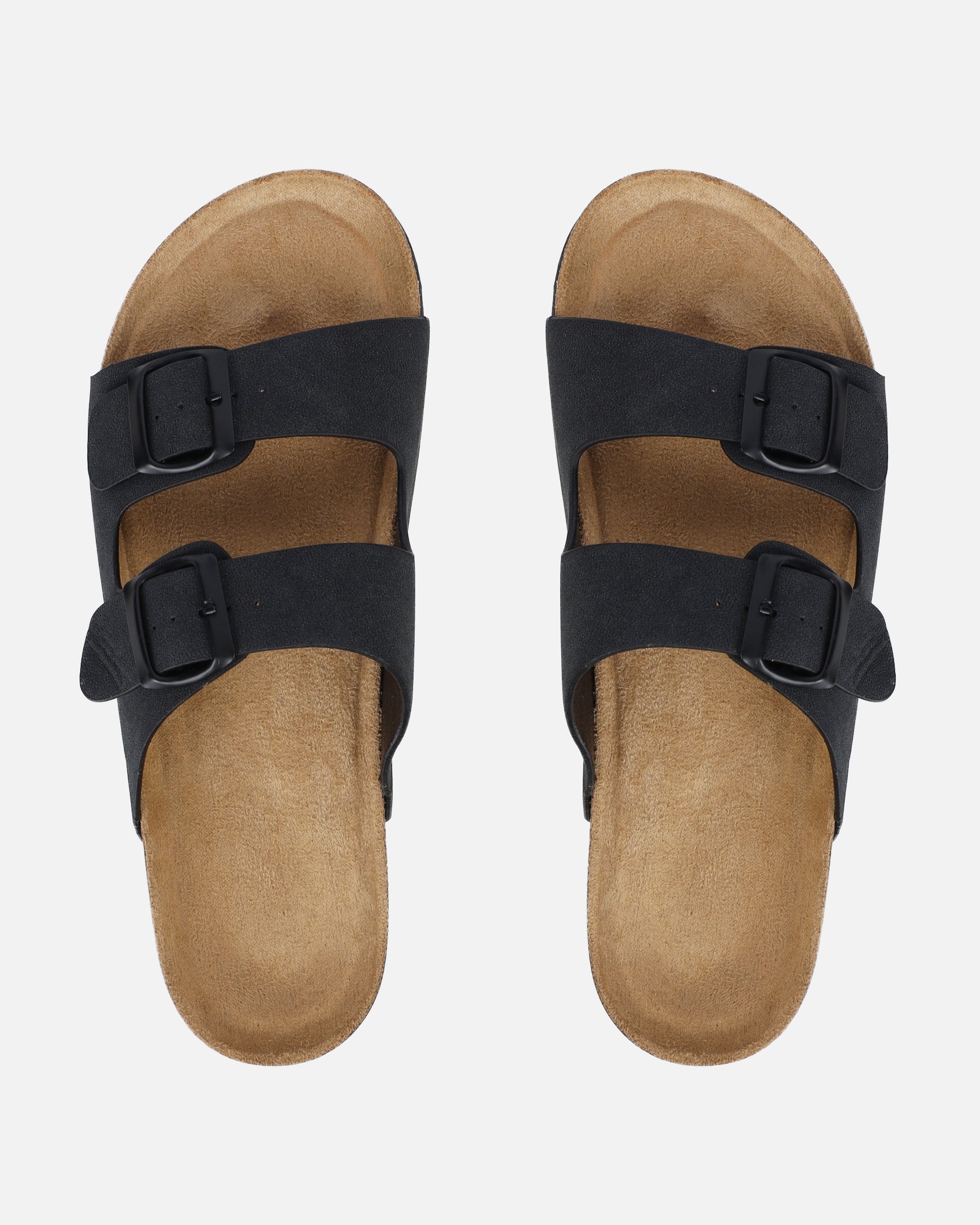 Olsen Black Double Strap Flat Sandals | SIMMI London