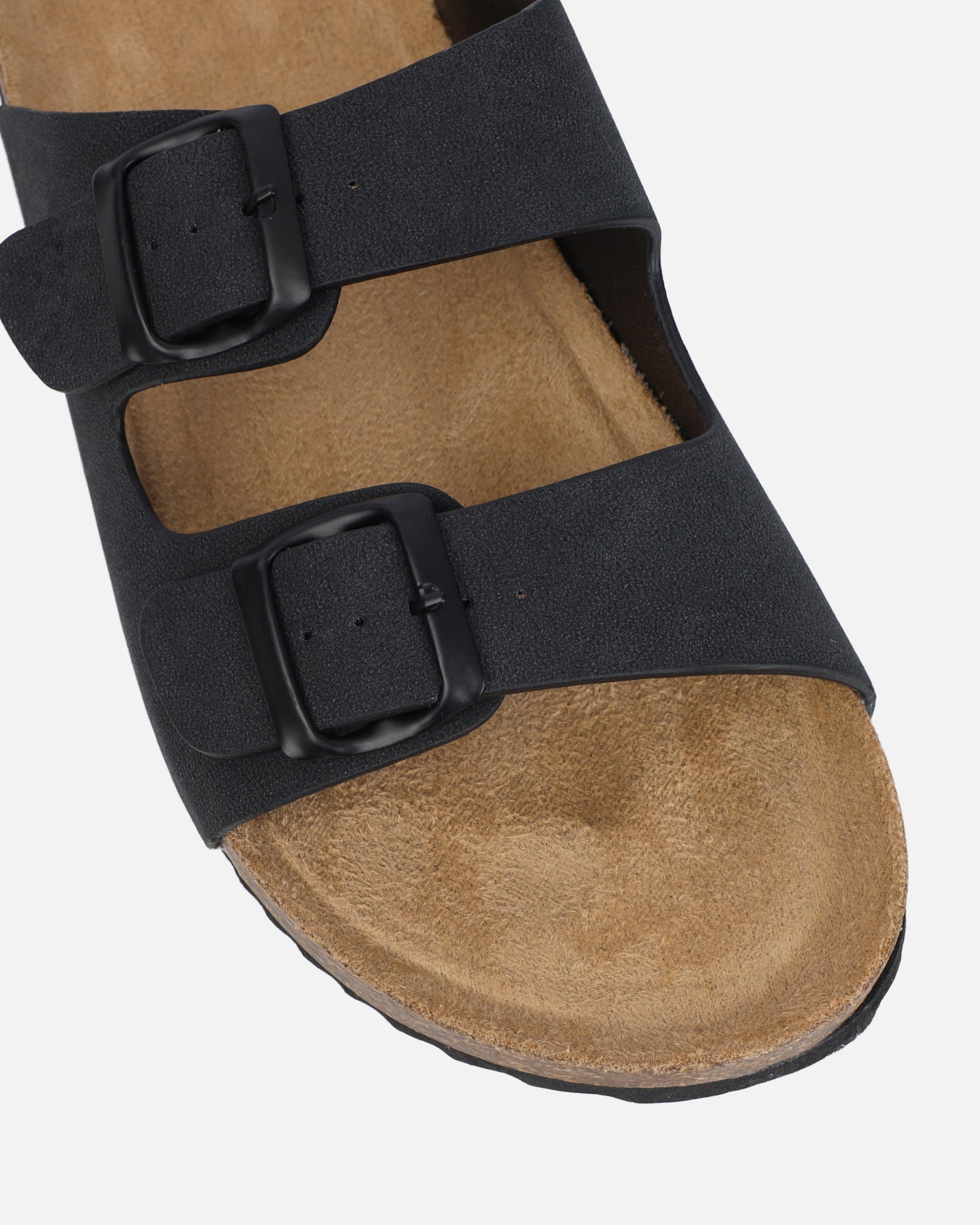 Olsen Black Double Strap Flat Sandals | SIMMI London