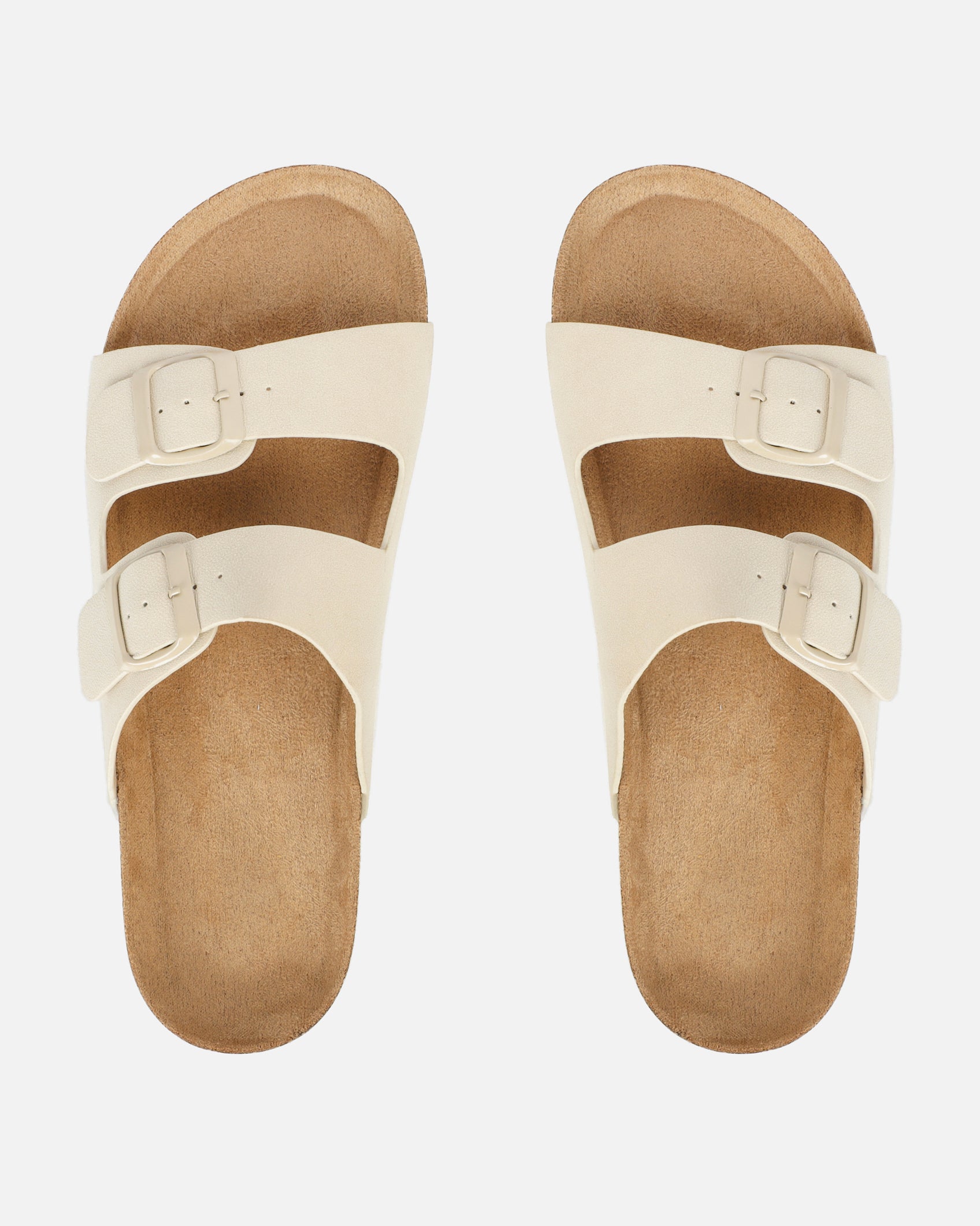 Olsen Cream Double Strap Flat Sandals | SIMMI London