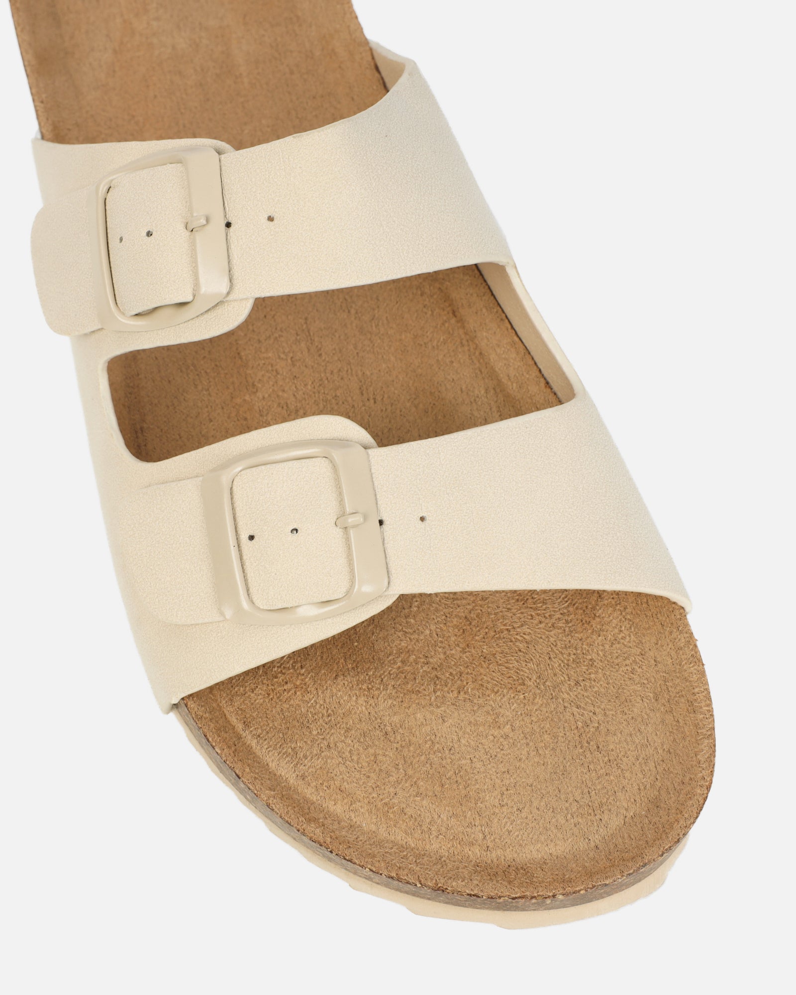 Olsen Cream Double Strap Flat Sandals | SIMMI London