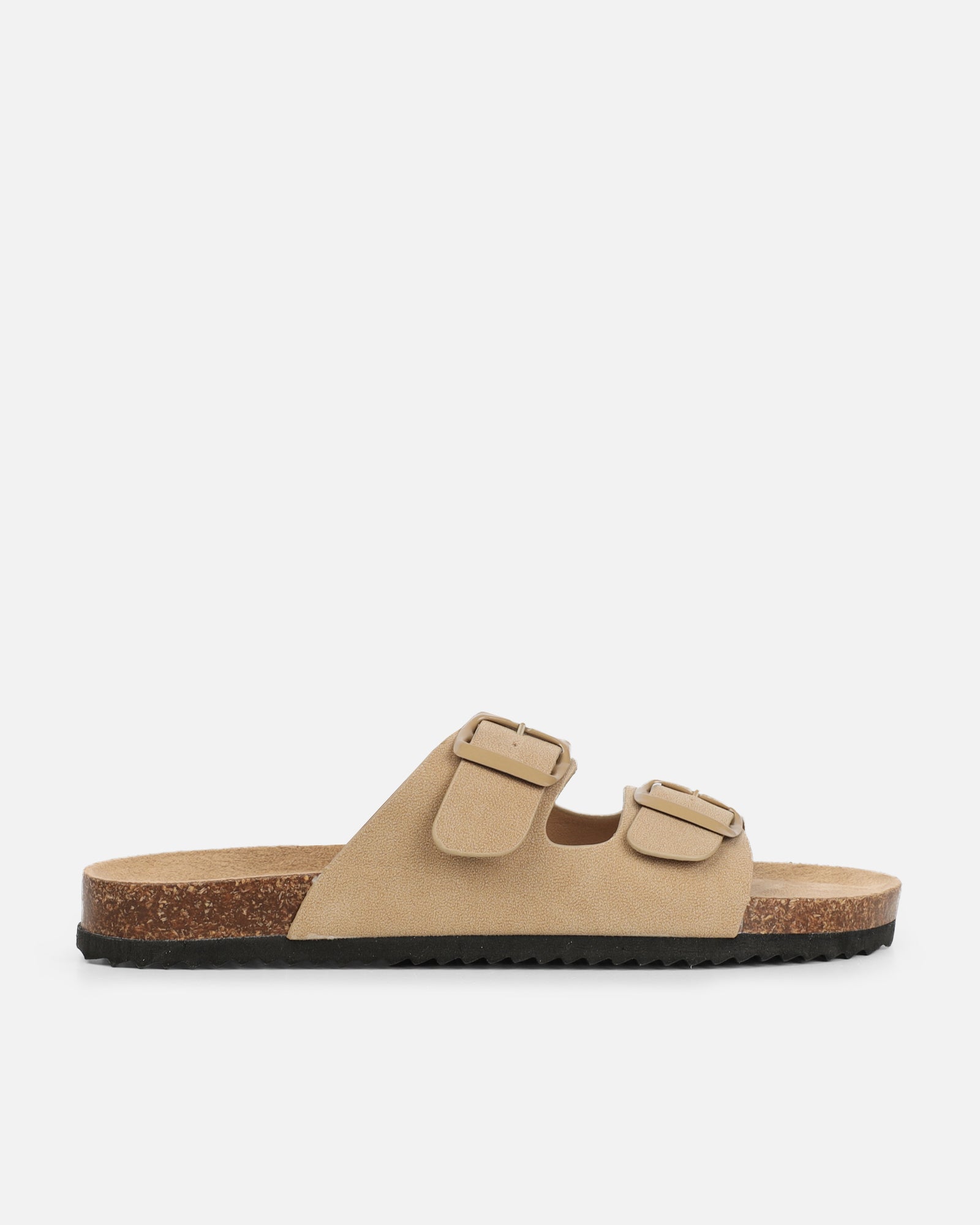 Olsen Taupe Double Strap Flat Sandals | SIMMI London