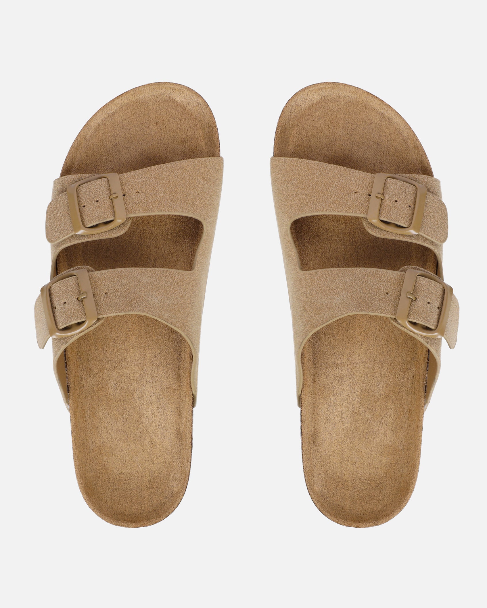 Olsen Taupe Double Strap Flat Sandals | SIMMI London