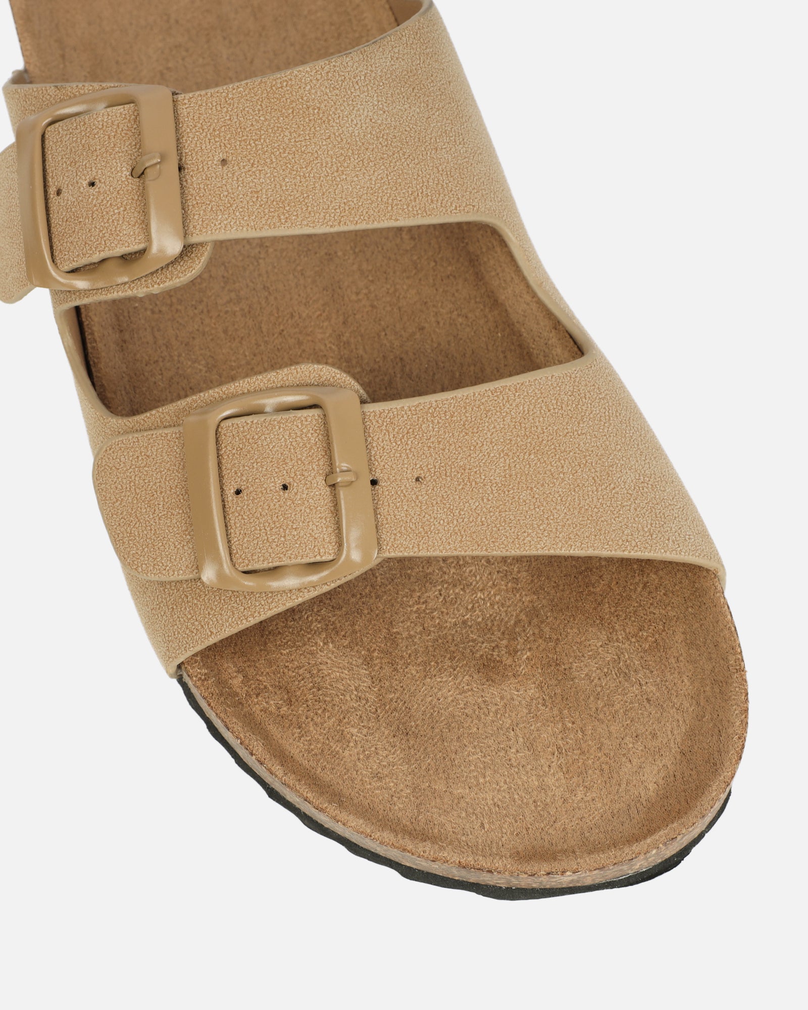 Olsen Taupe Double Strap Flat Sandals | SIMMI London