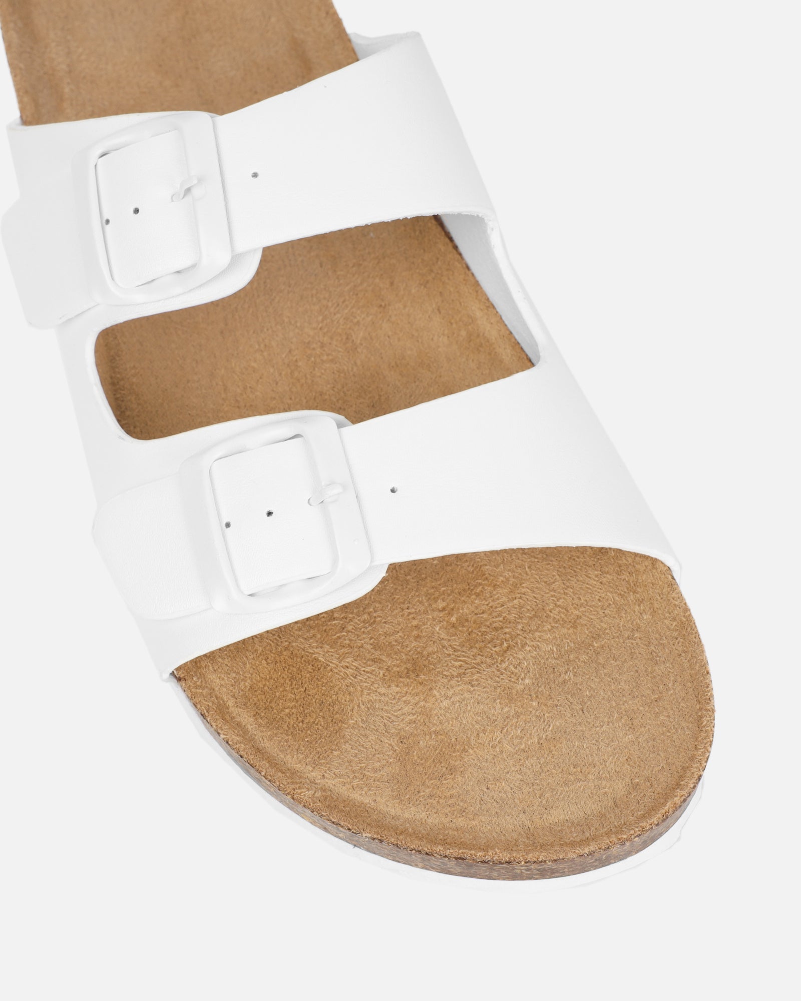 Olsen White Double Strap Flat Sandals | SIMMI London