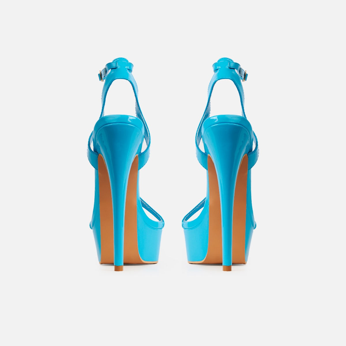 Onyx Blue Patent Platform High Heels