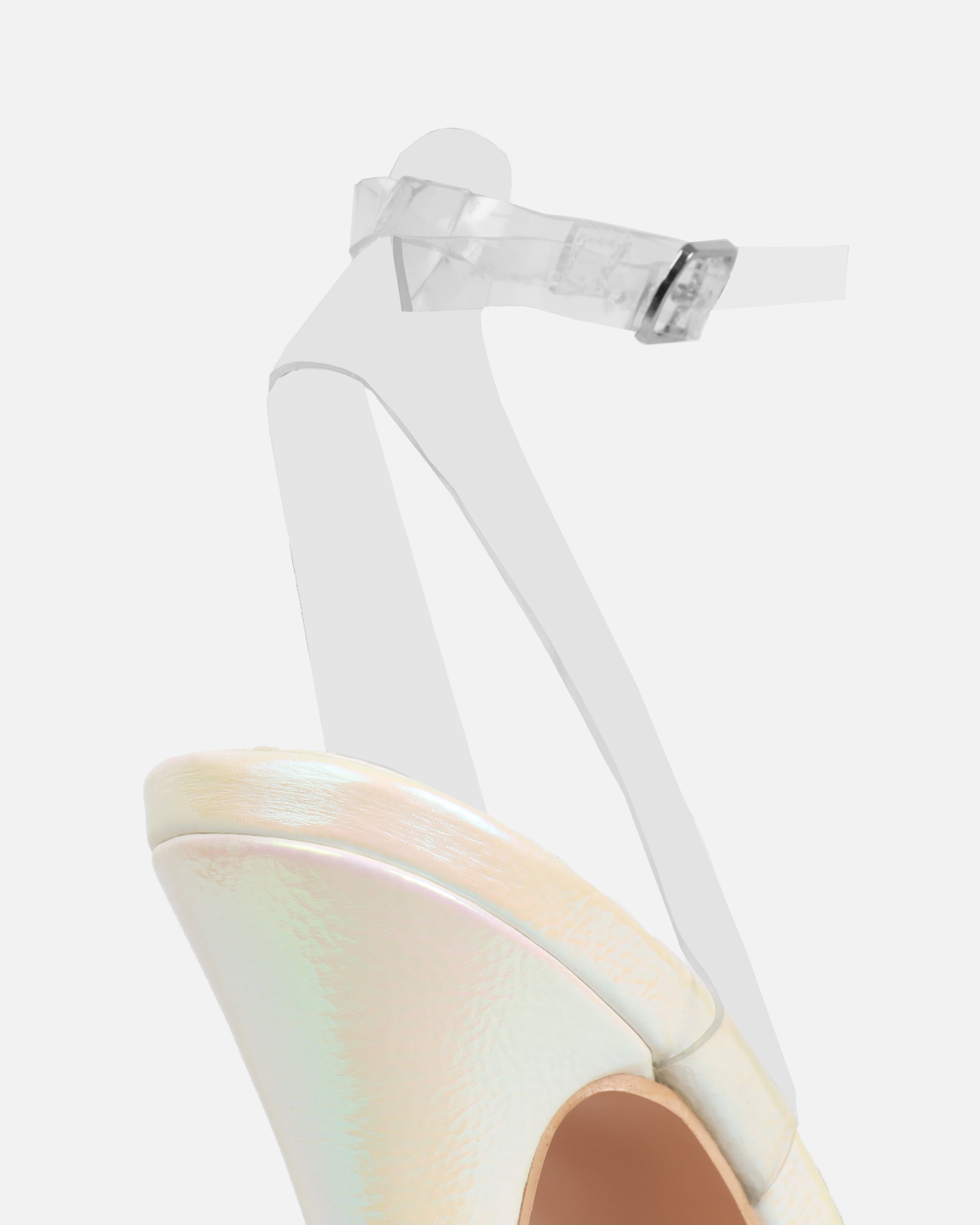 Angelique White Shimmer Diamante Bow Stiletto Platform Heels | SIMMI London