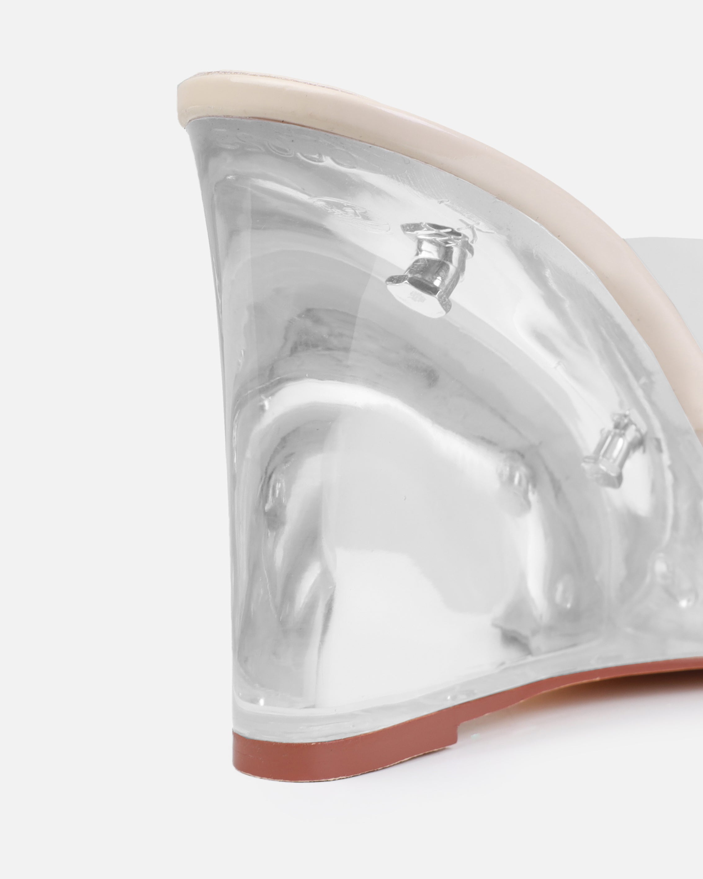 Opheliay Stone Patent Clear Wedge Mules | SIMMI London