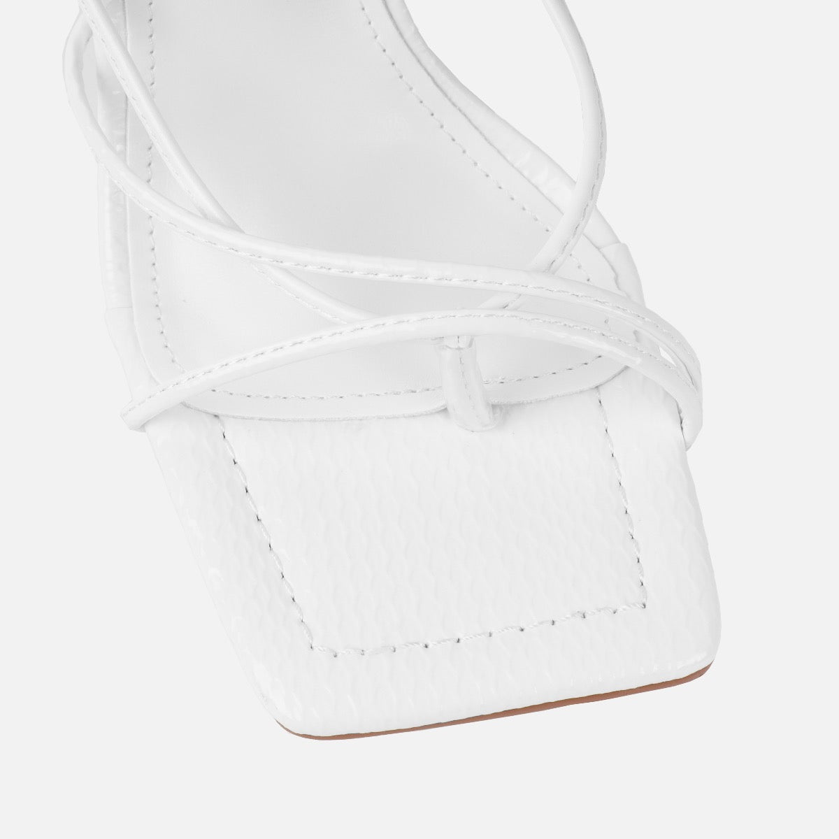 Orifiel White Faux Snake Tie Up Block Heels | SIMMI London