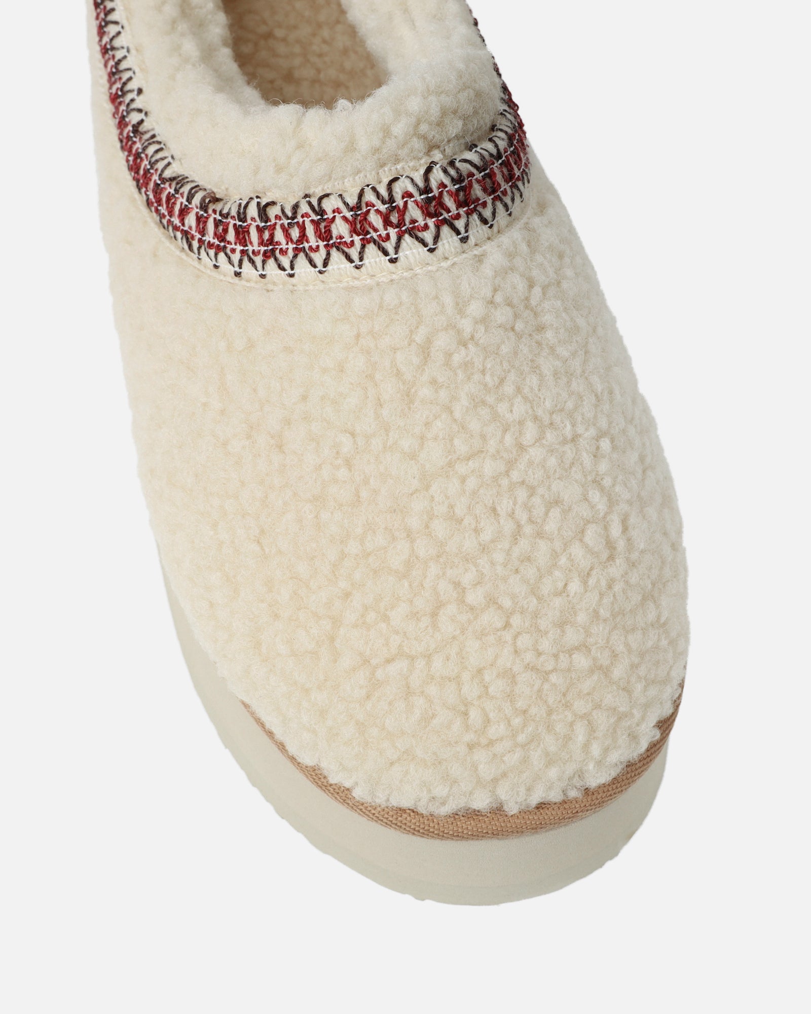 Oscar Beige Teddy Faux Fur Flatform Slides | SIMMI London