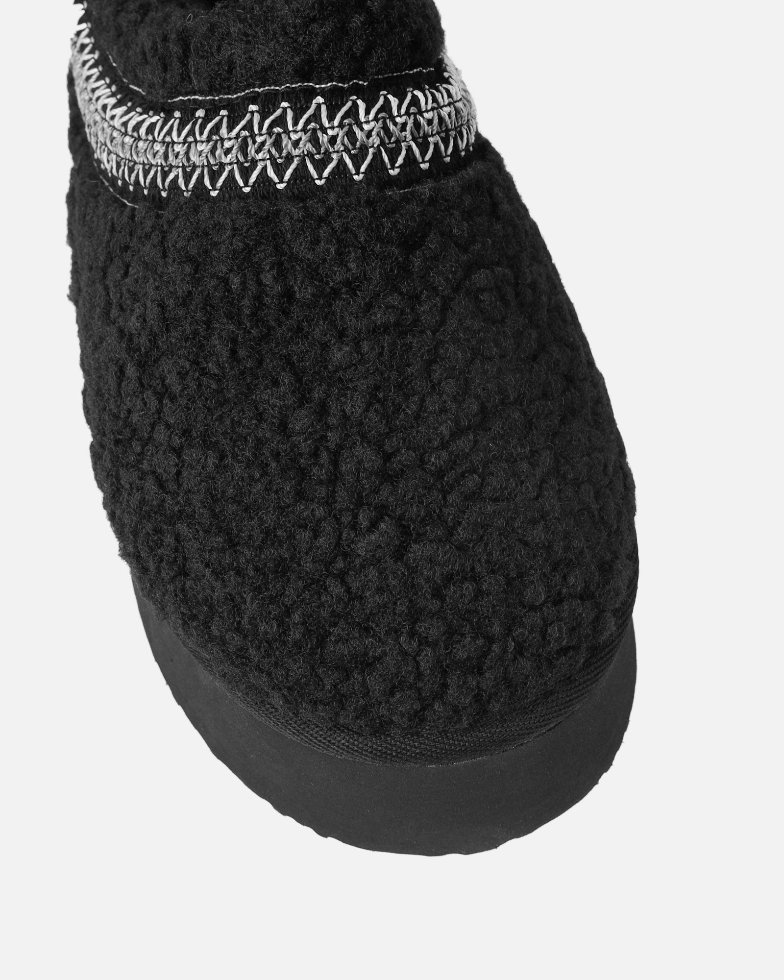 Oscar Black Teddy Faux Fur Flatform Slides | SIMMI London