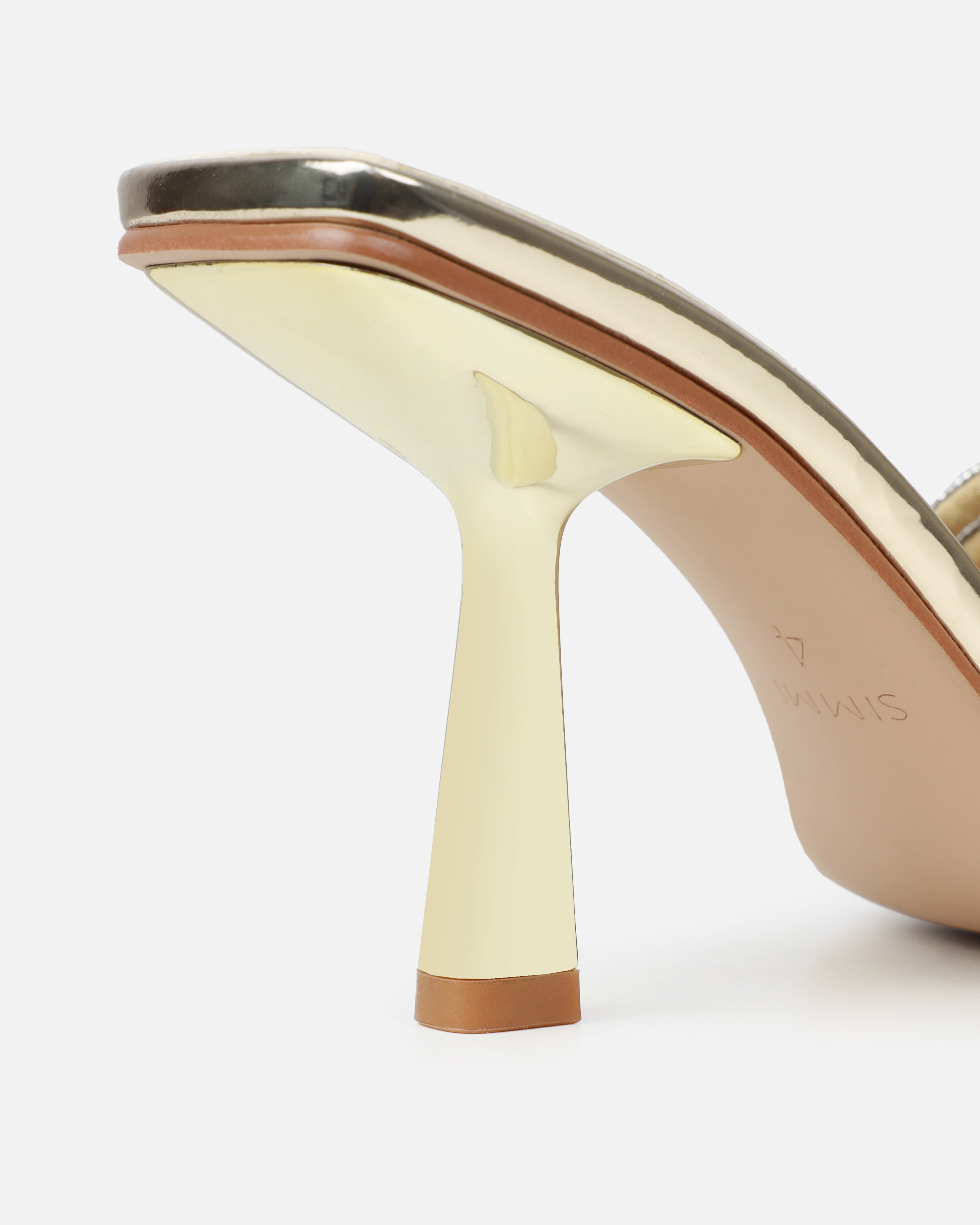 Paisley Gold Ombre Diamante Strappy Mid Heel Mules