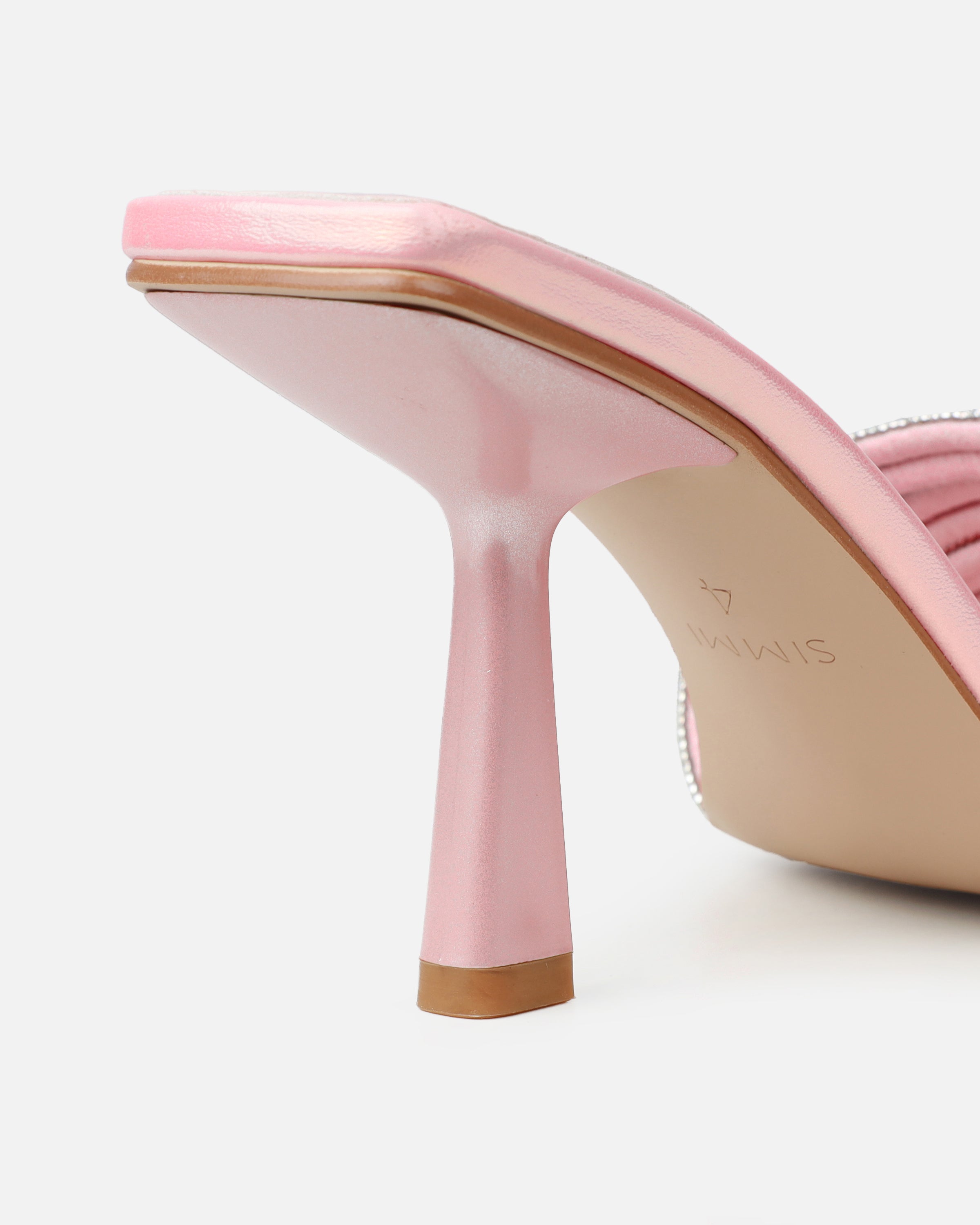 Paisley Pink Ombre Diamante Strappy Mid Heel Mules