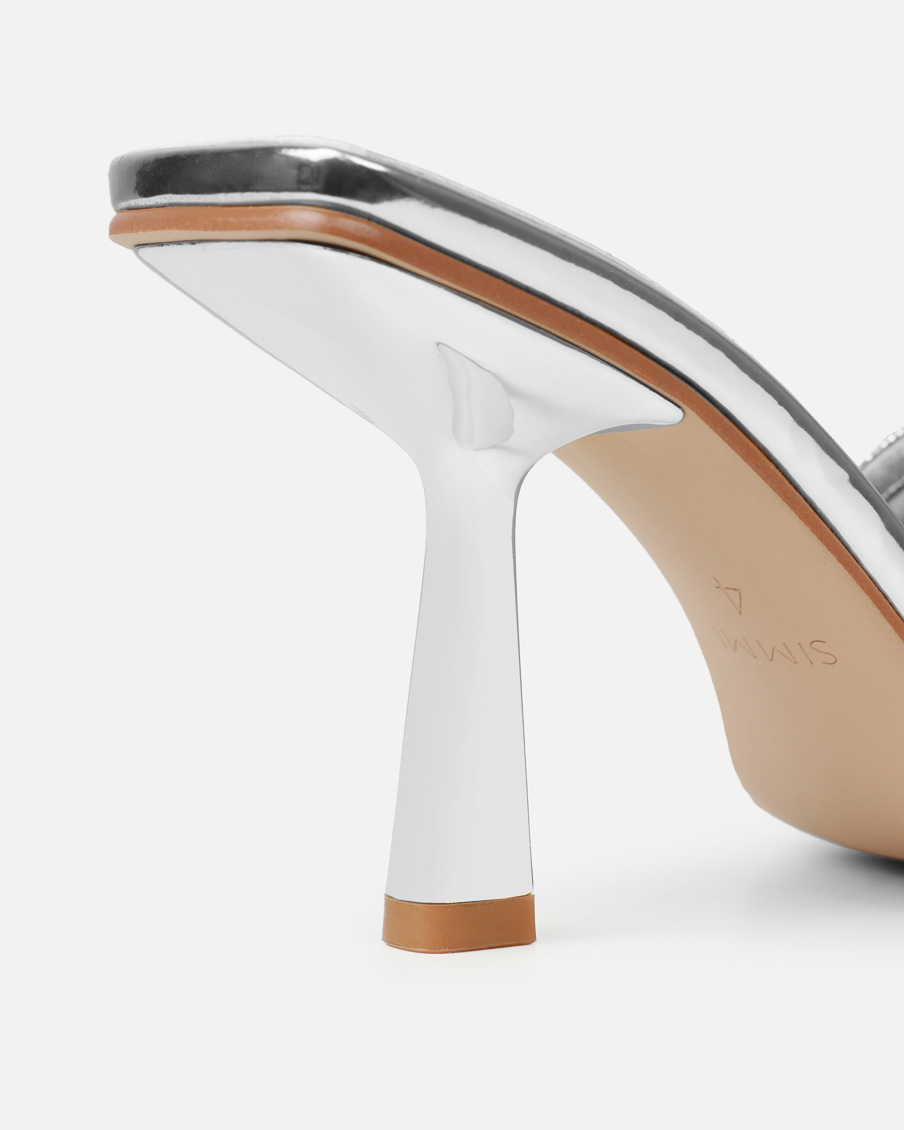 Paisley Silver Ombre Diamante Strappy Mid Heel Mules