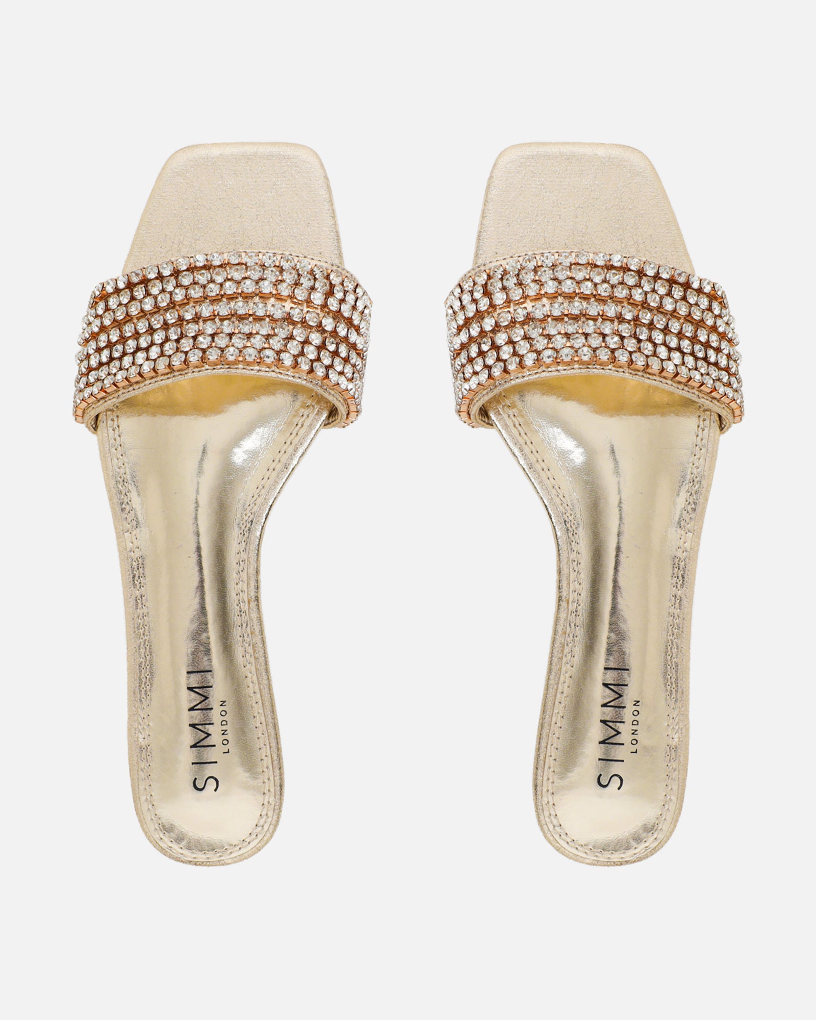 Pearla Cracked Gold Diamante Flats | SIMMI London