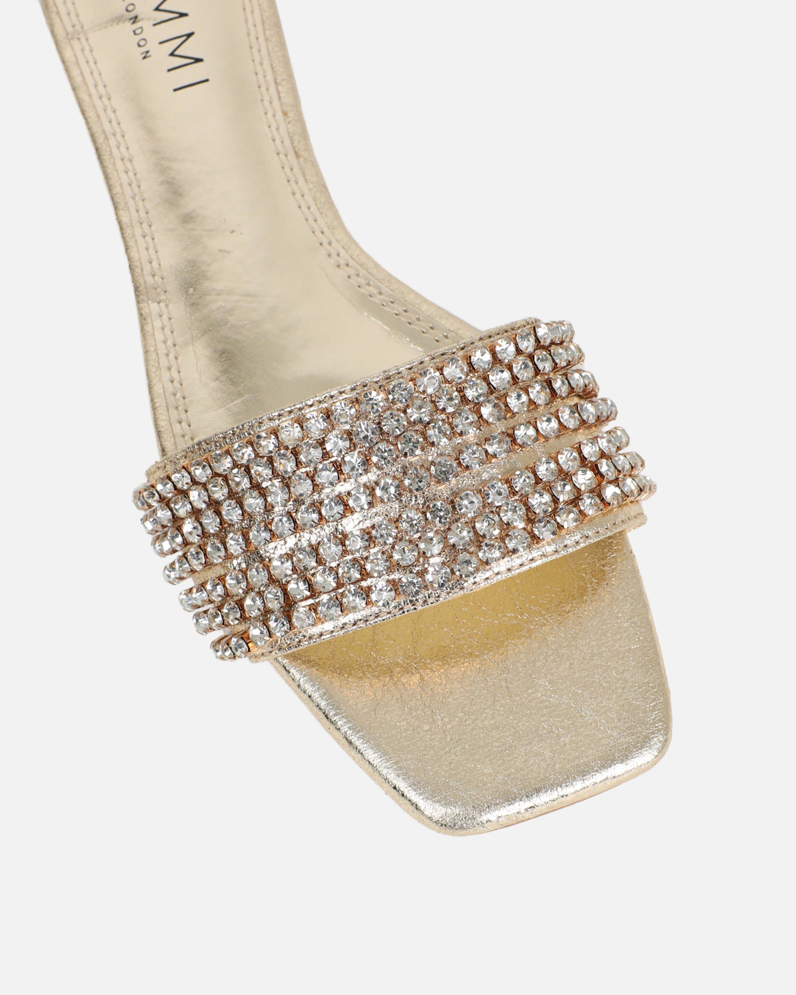 Pearla Cracked Gold Diamante Flats | SIMMI London