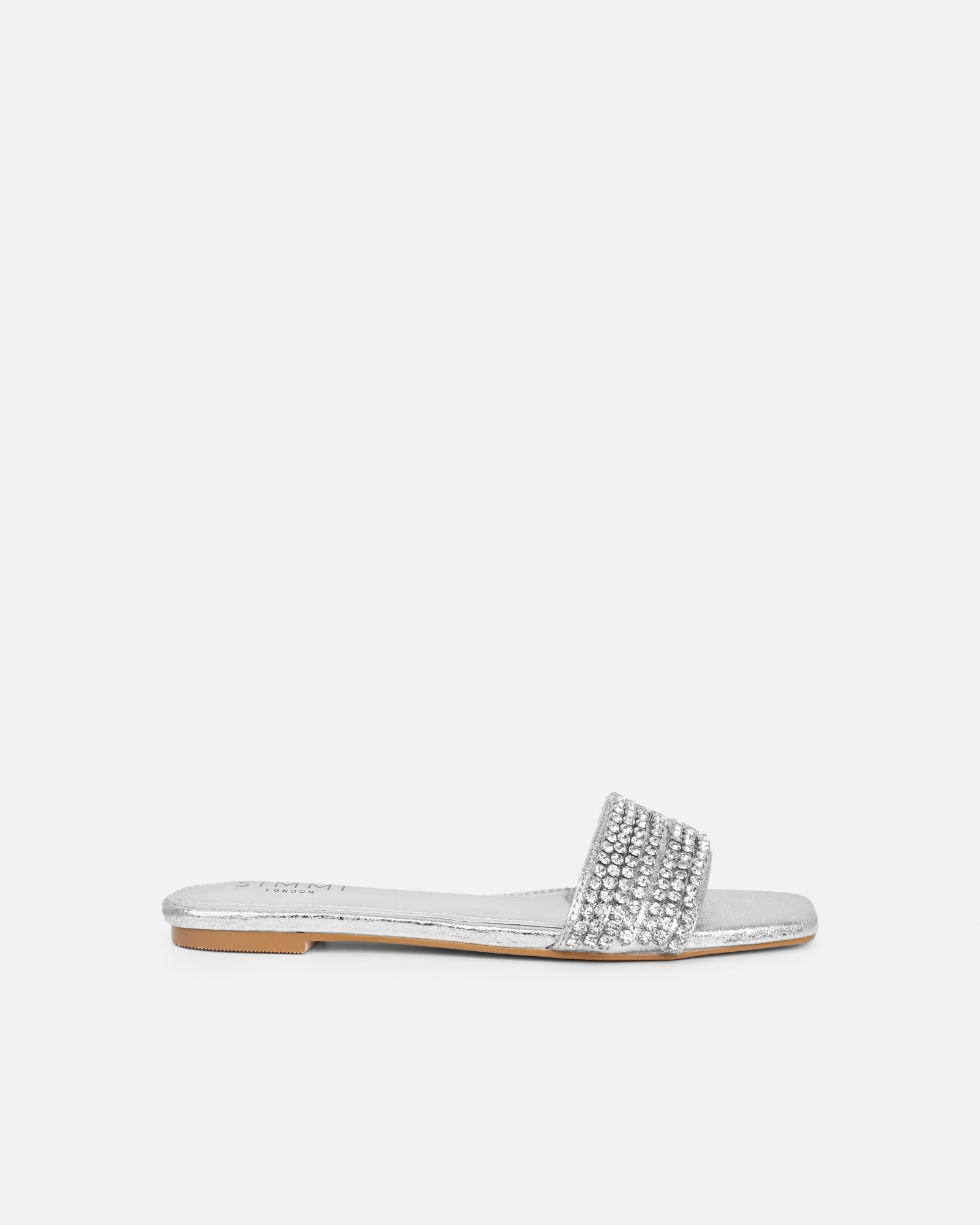 Pearla Cracked Silver Diamante Flats | SIMMI London