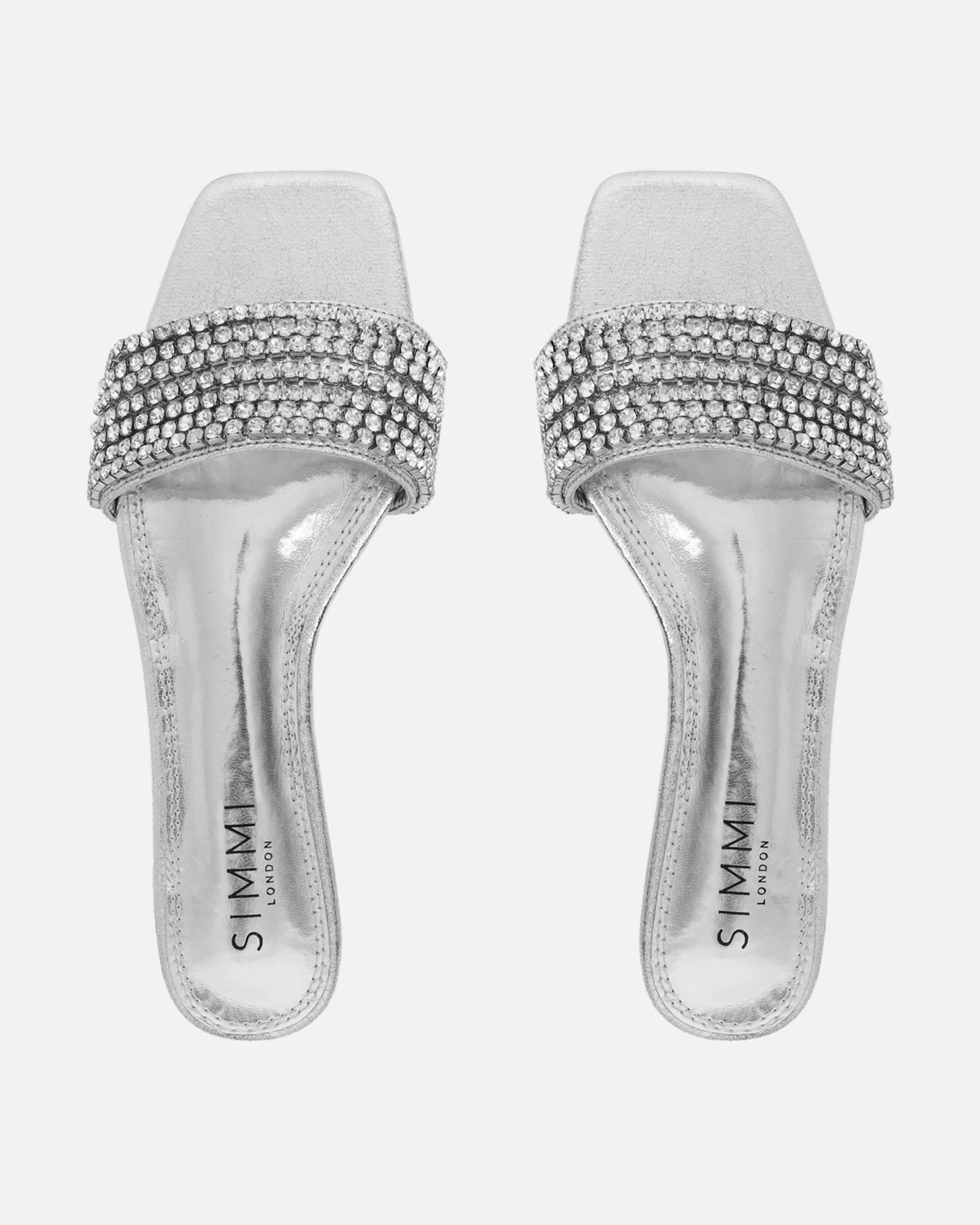 Pearla Cracked Silver Diamante Flats | SIMMI London