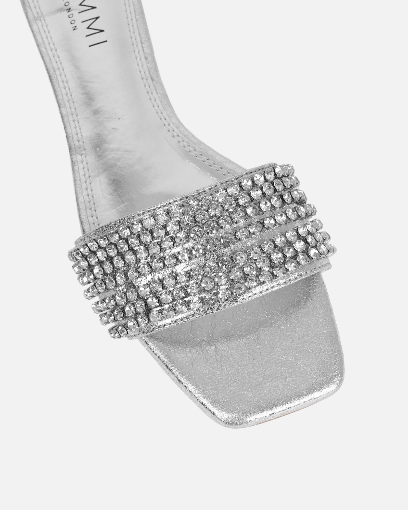 Pearla Cracked Silver Diamante Flats | SIMMI London