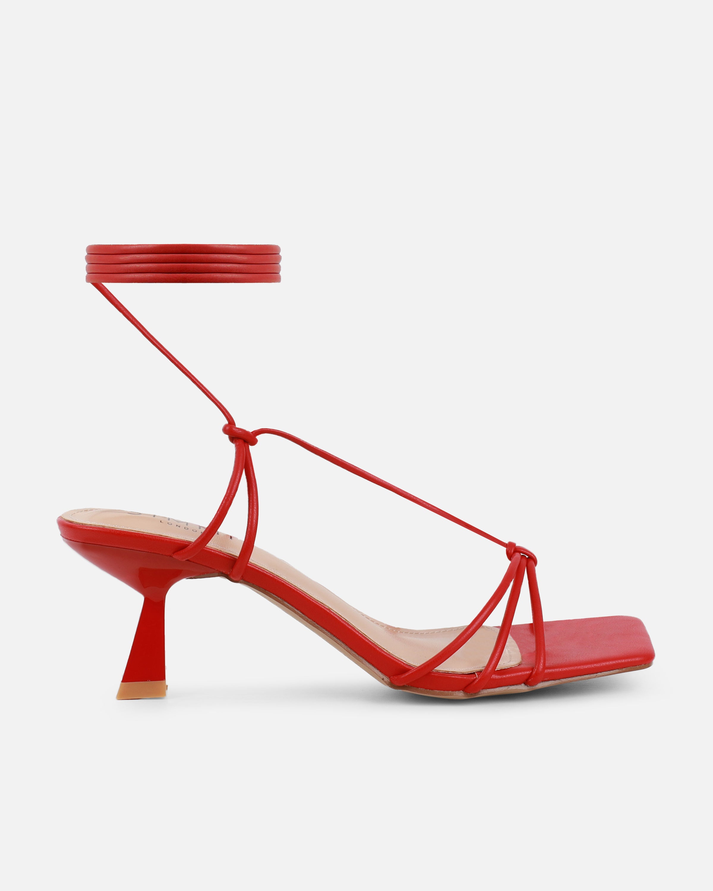 Paola Red Tie Up Low Heel Sandals | SIMMI London