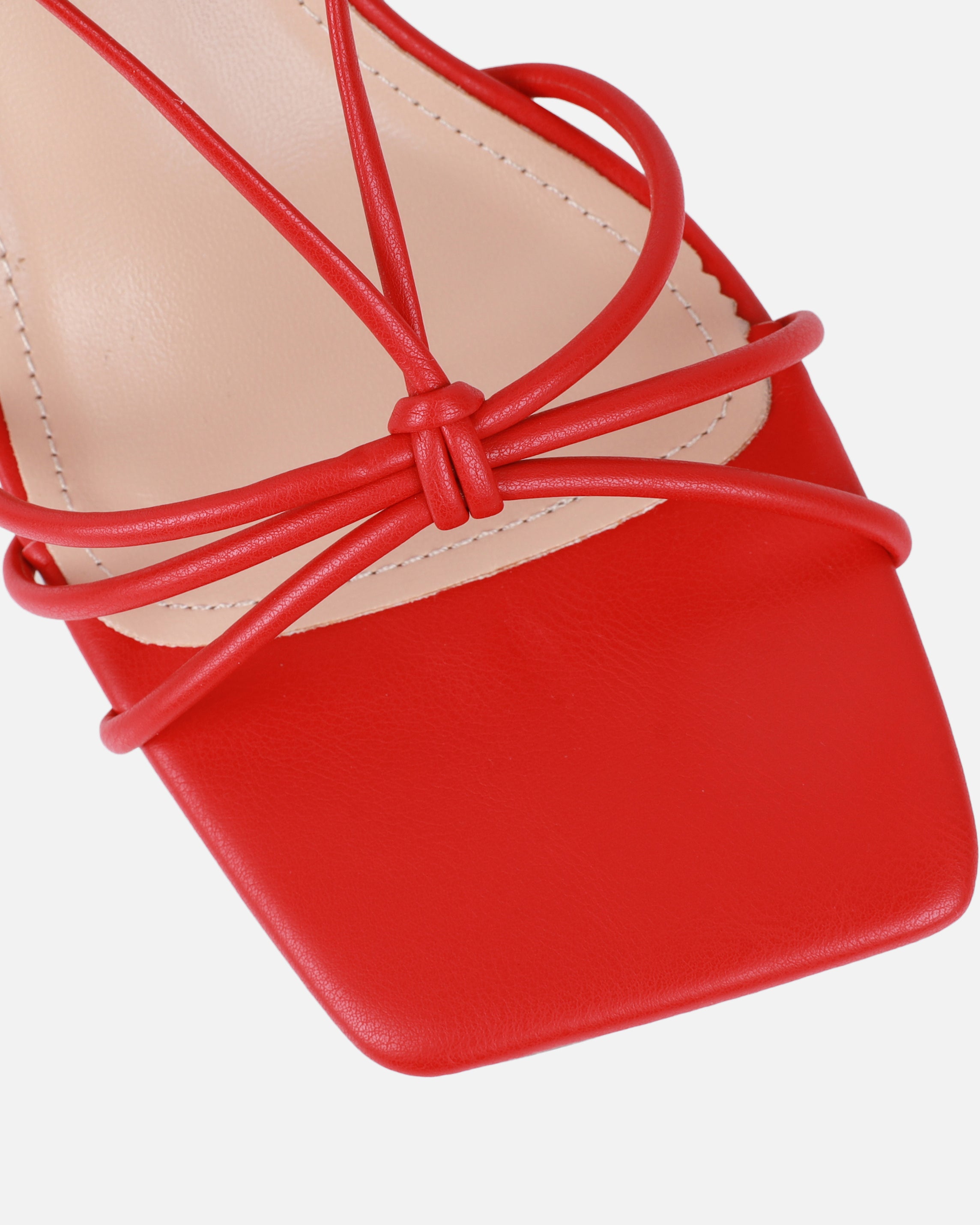 Paola Red Tie Up Low Heel Sandals | SIMMI London