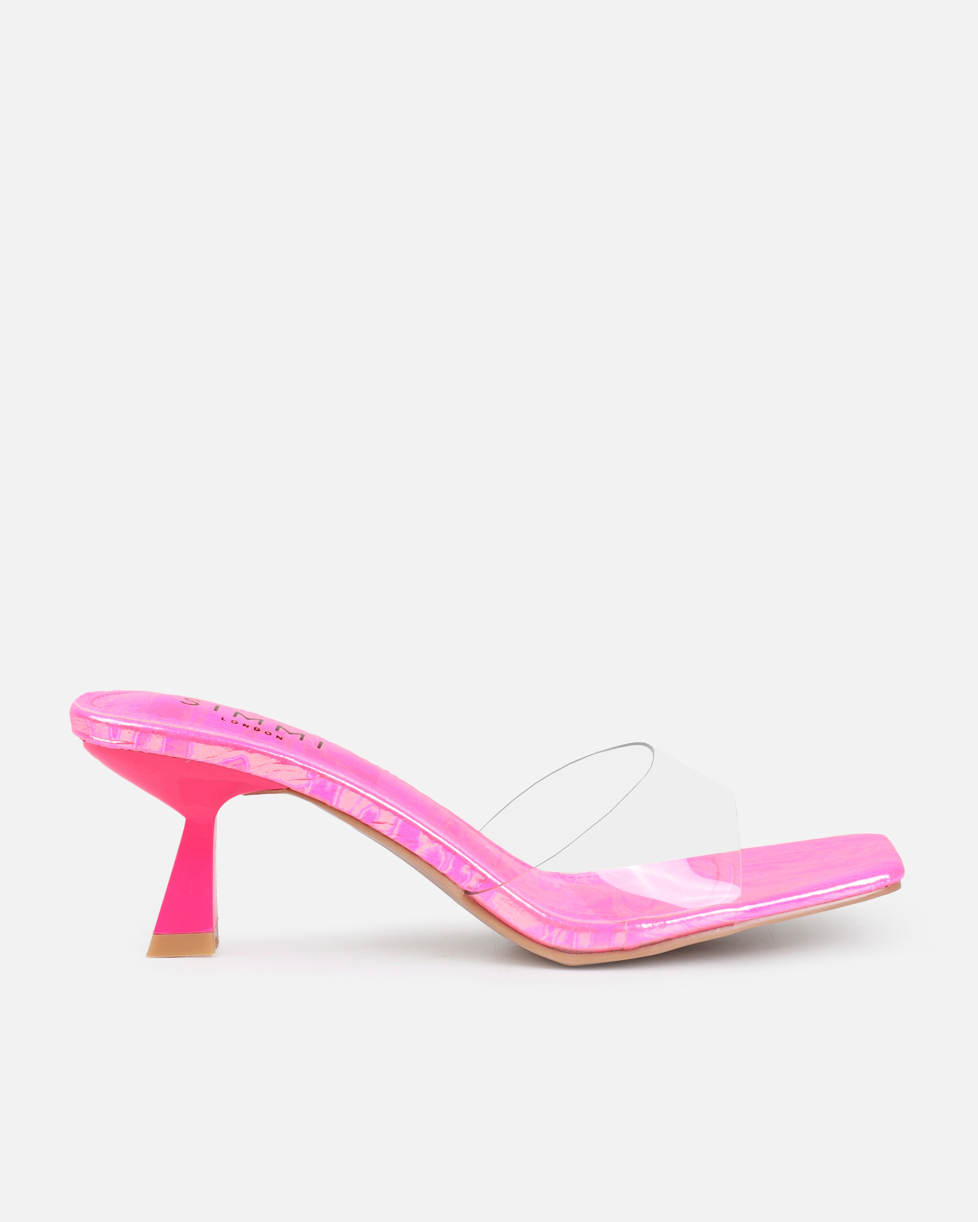 Peony Hot Pink Mid Heel Mules | SIMMI London