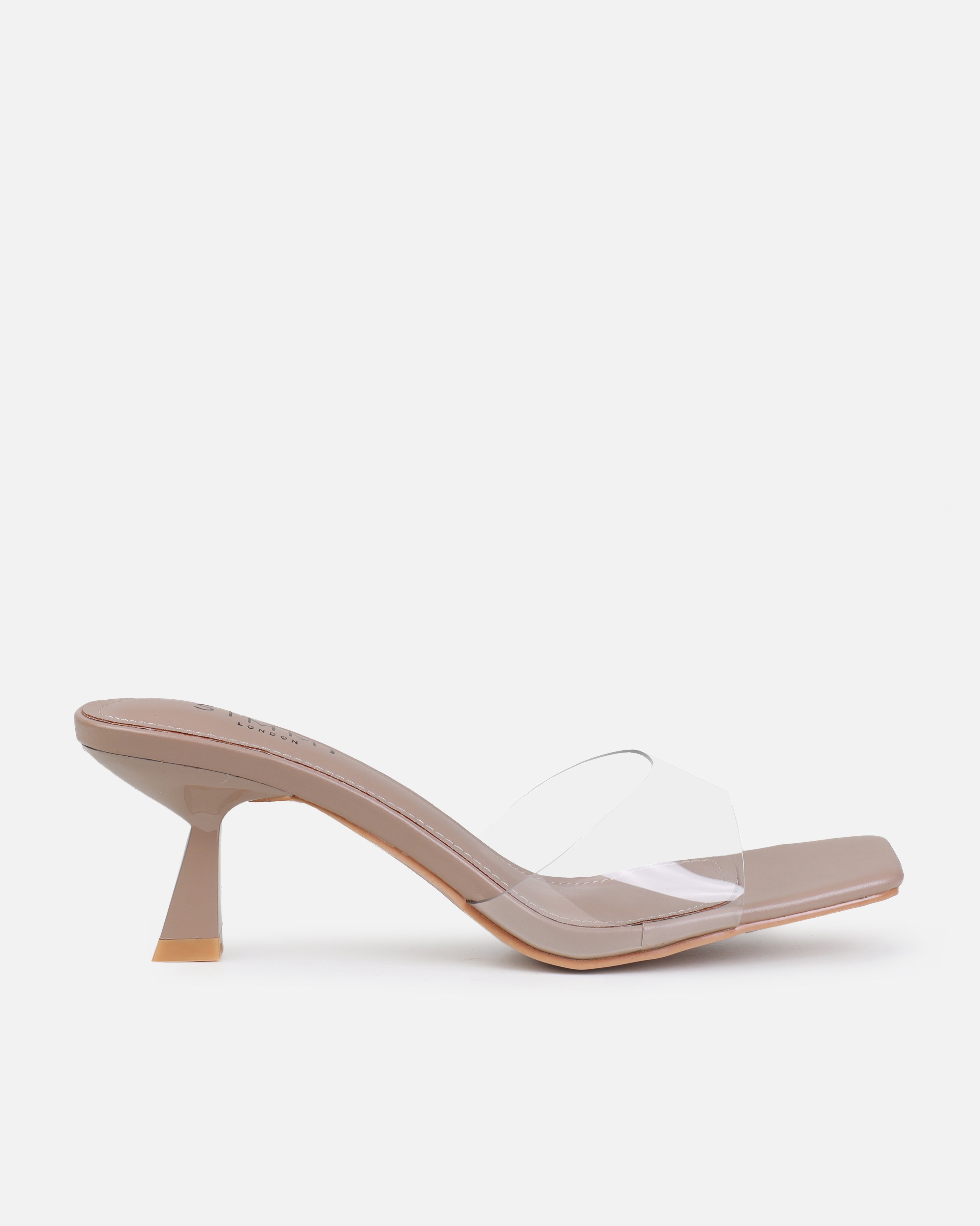 Peony Dark Nude Mid Heel Mules | SIMMI London